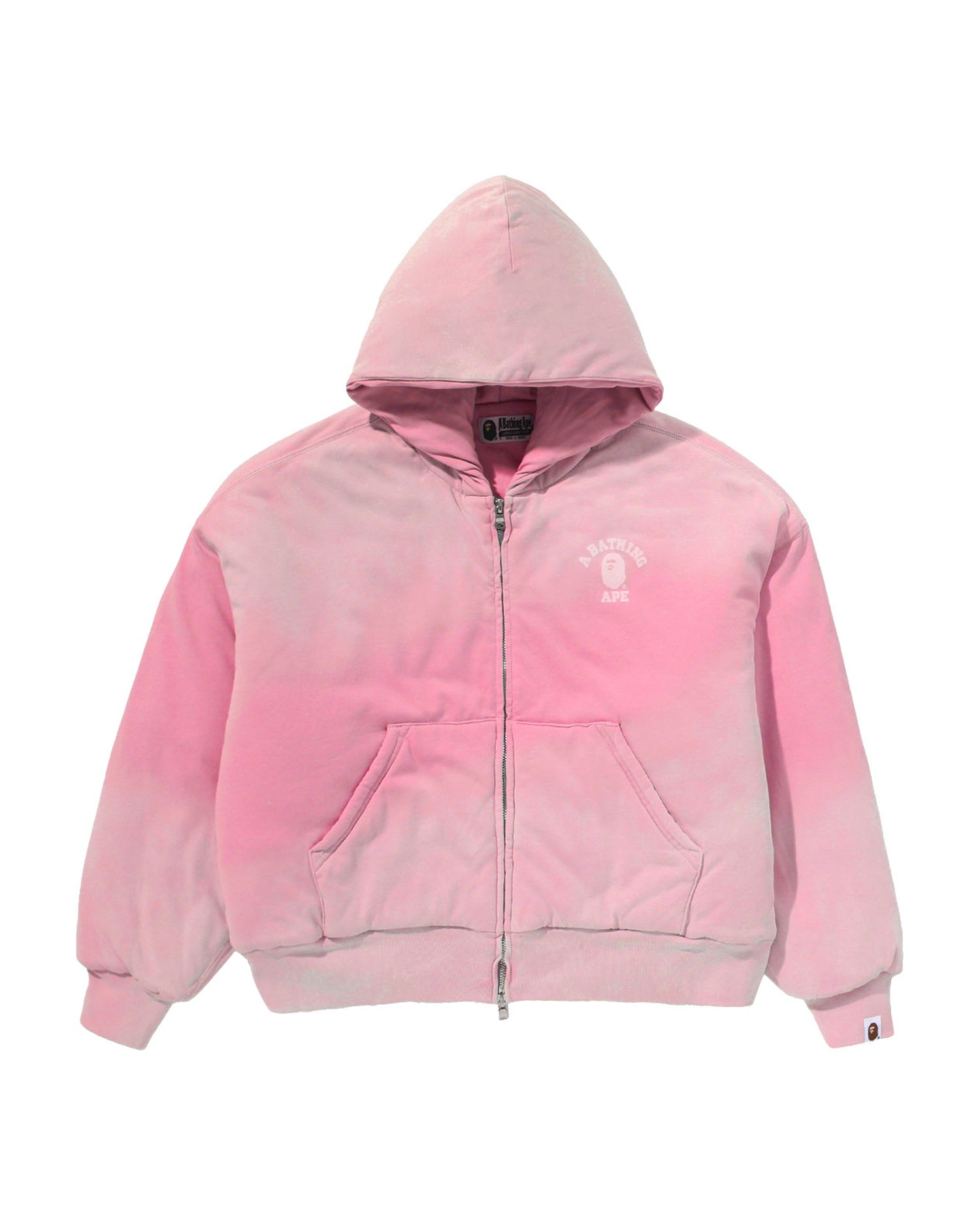 A BATHING APE® Heavy Washed College Quilted Boxy Cropped Zip