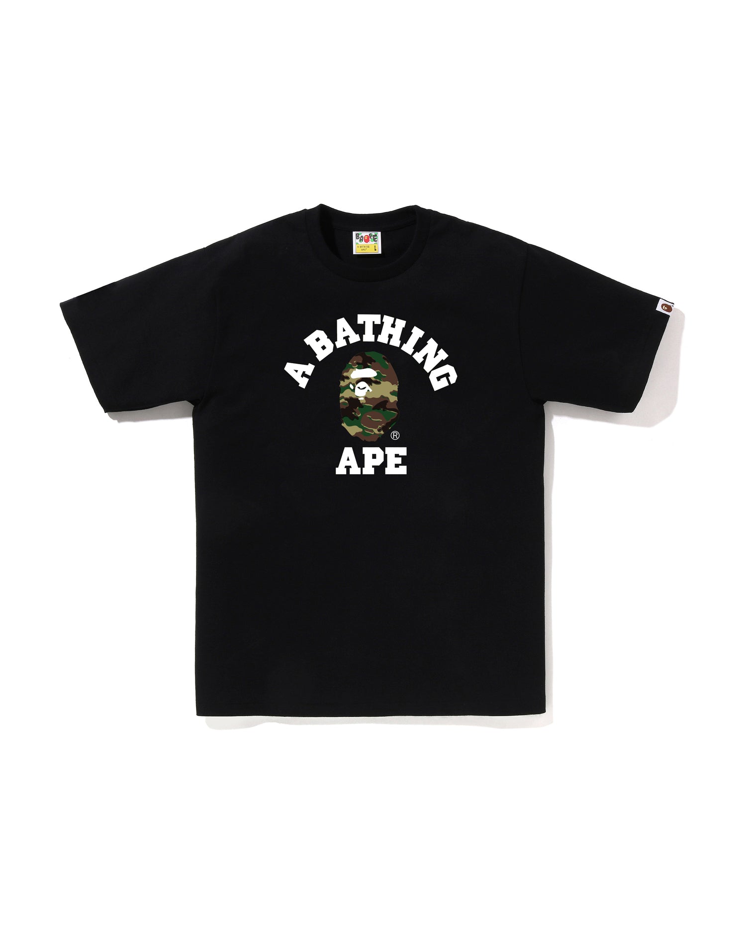A BATHING APE® Glitch Woodland Camo College Tee | Bape official