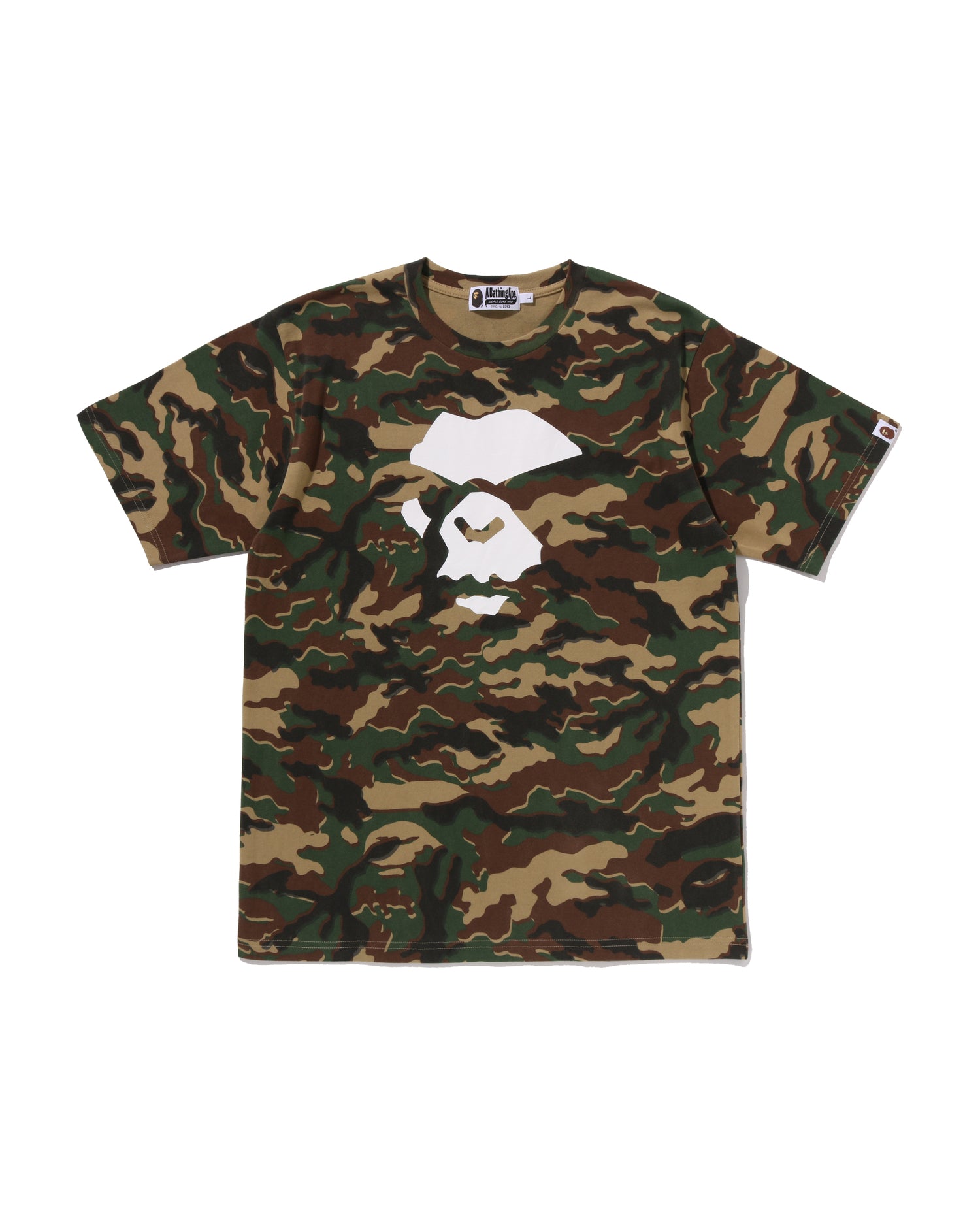 A BATHING APE® Glitch Woodland Camo Ape Face Tee | Bape official