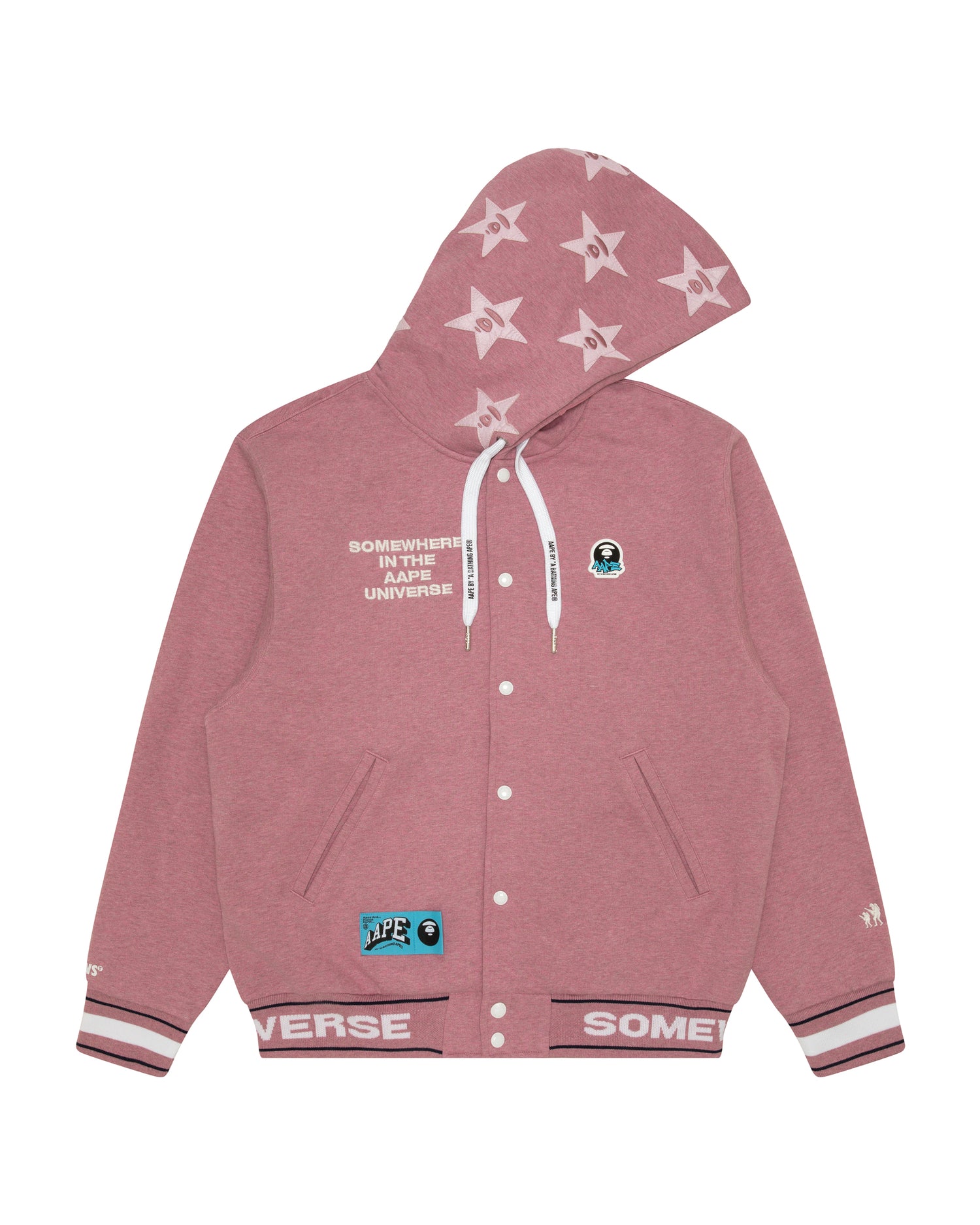 AAPE Moonface logo hooded varsity jacket | Bape official