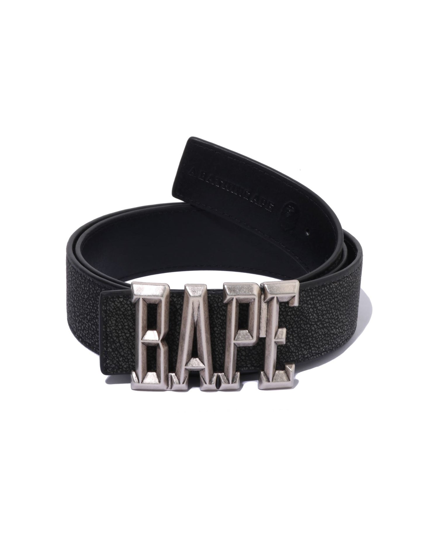 『A BATHING APE』 ベルト BAPE camo レザー ベルト グレー Lサイズ a bathing ape leather belt