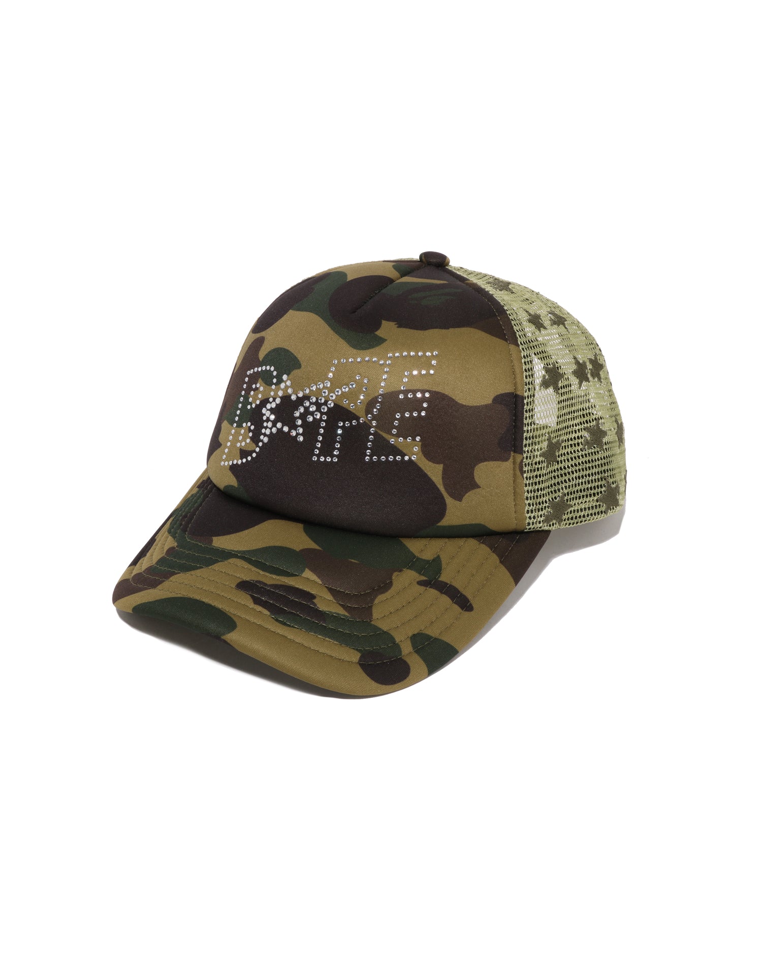 A BATHING APE® 1st Camo Crystal Stone BAPE STA Logo Mesh Cap