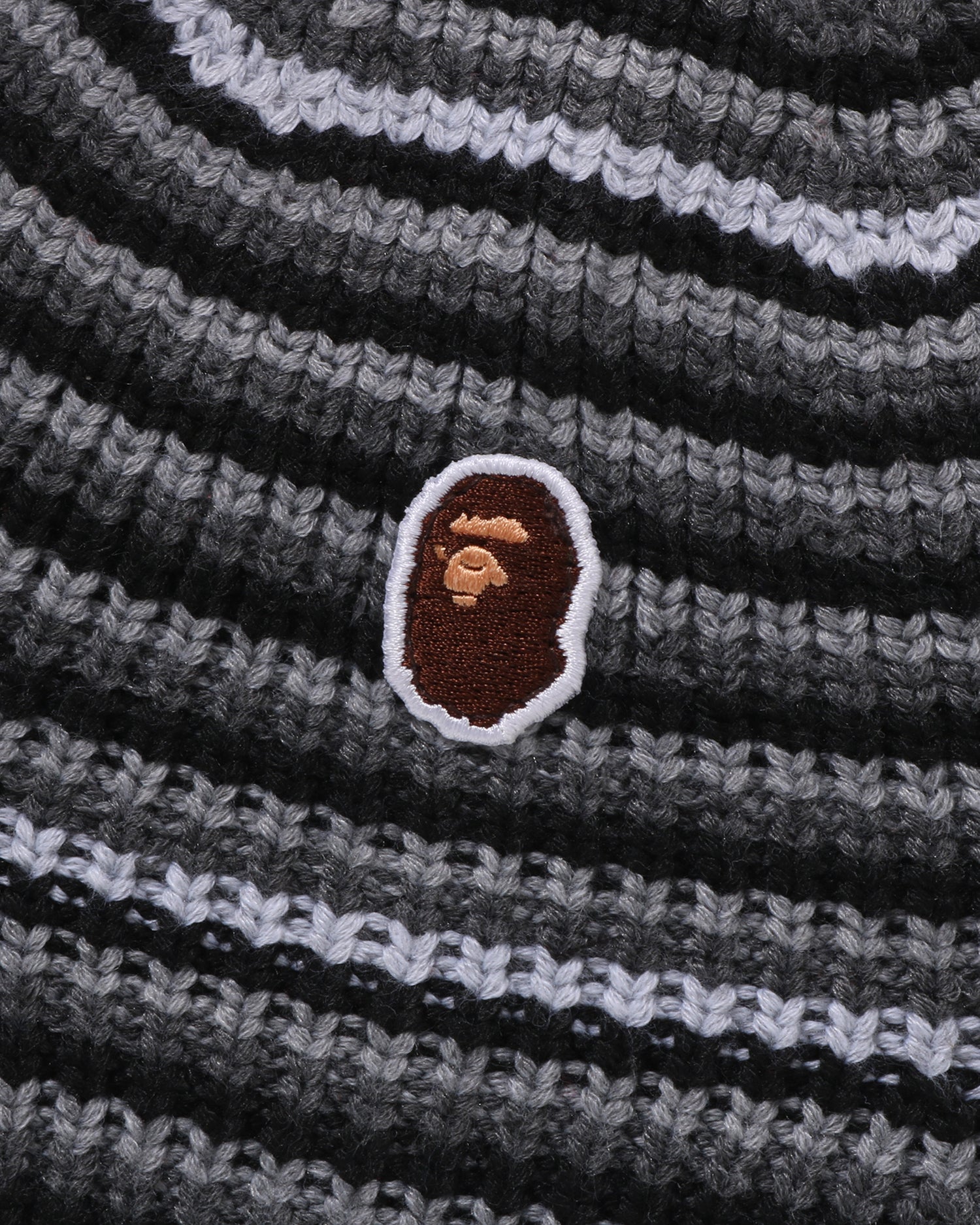 A BATHING APE® Ape Head One Point Stripe Knit Hat | Bape official
