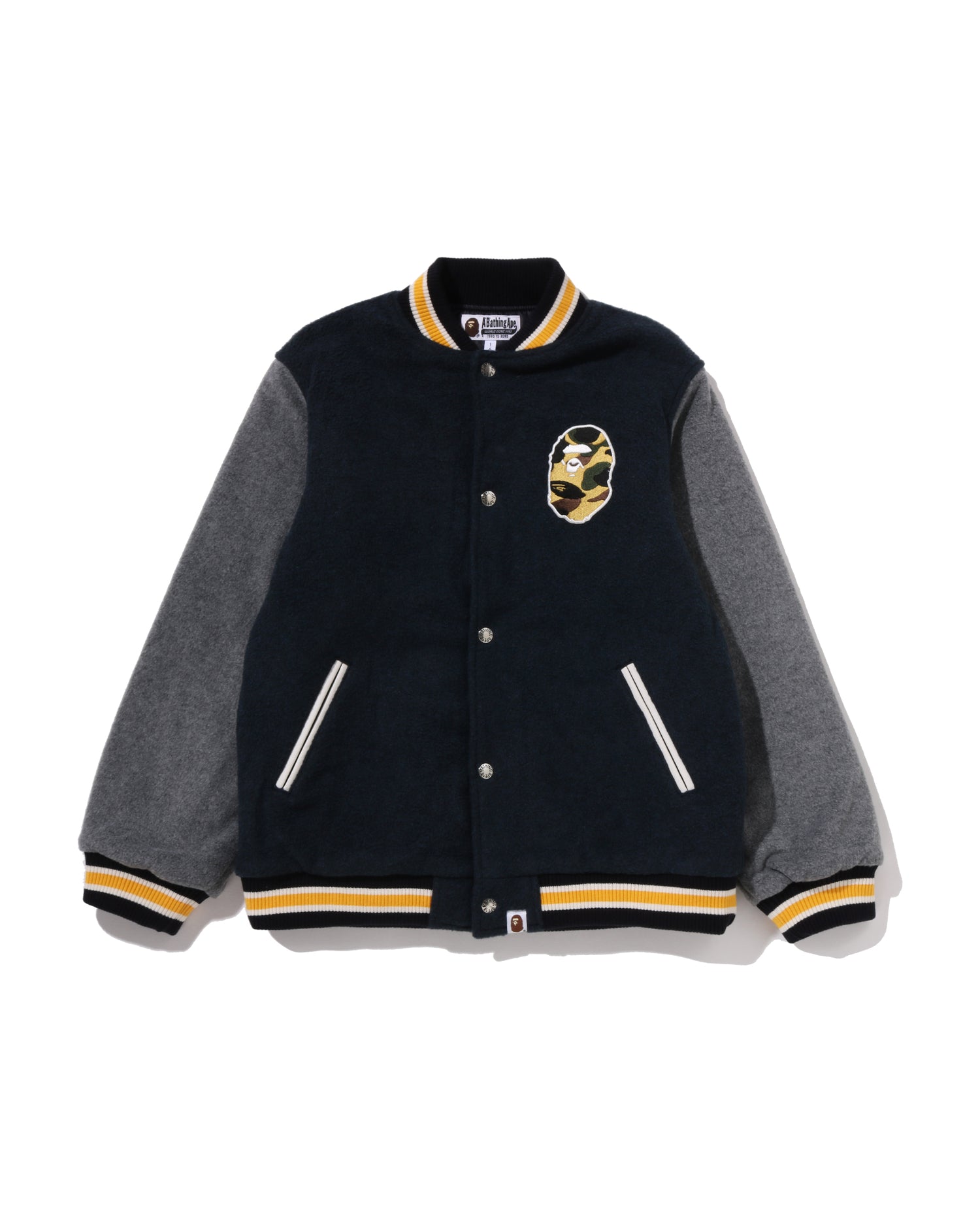 A BATHING APE® Kids 1st Camo Ape Head Varsity Jacket Jr | Bape
