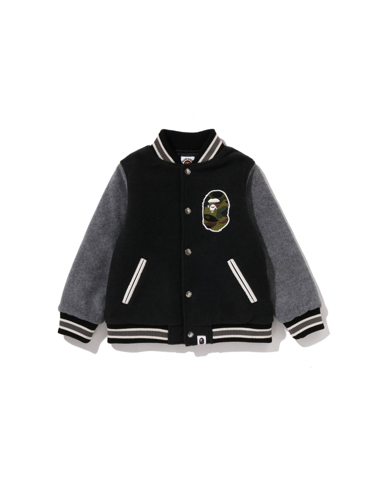 A BATHING APE® Kids 1st Camo Ape Head Varsity Jacket | Bape 