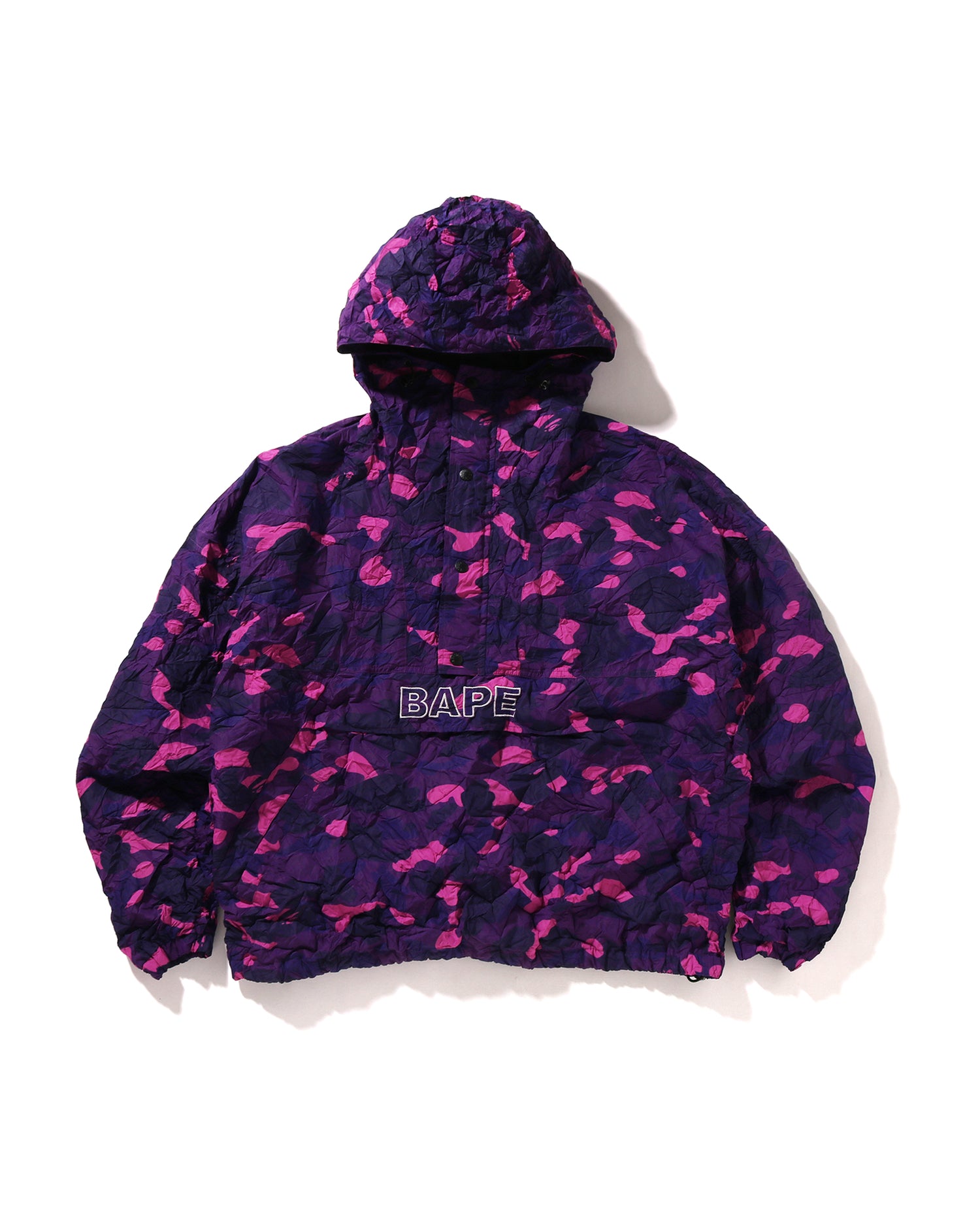 A BATHING APE® Crinkle Effect Color Camo Half Zip Hoodie Jacket