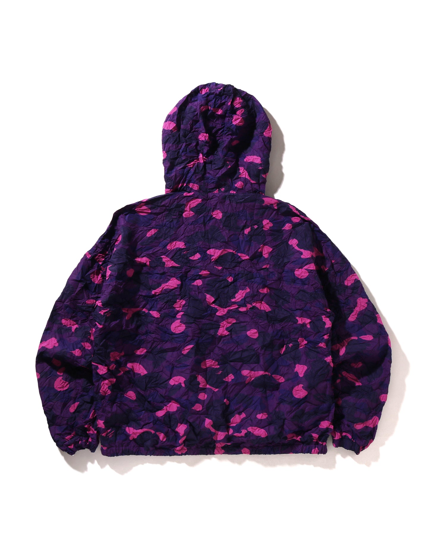A BATHING APE® Crinkle Effect Color Camo Half Zip Hoodie Jacket