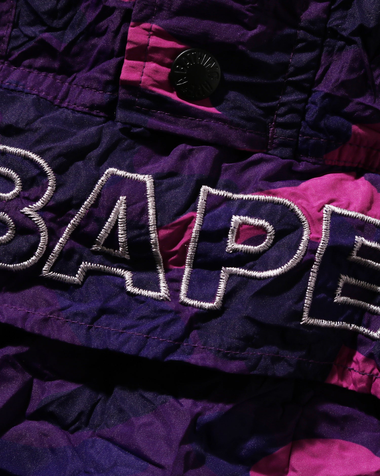 A BATHING APE® Crinkle Effect Color Camo Half Zip Hoodie Jacket