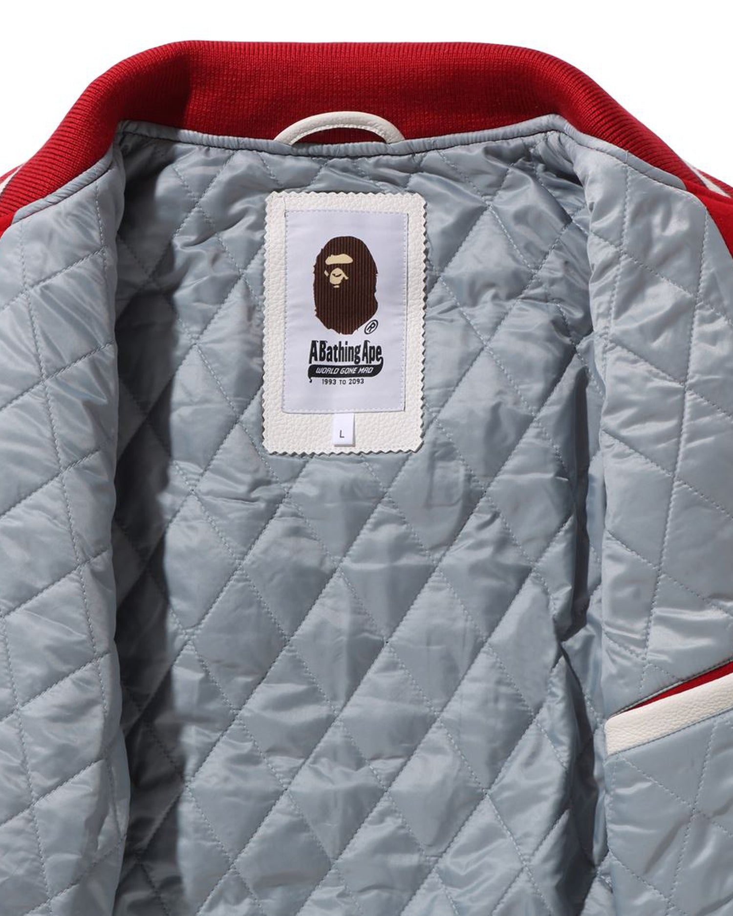 A BATHING APE グレー ジャケット jersey jacket A BATHING APE® BAPE Varsity Jacket | Bape official website