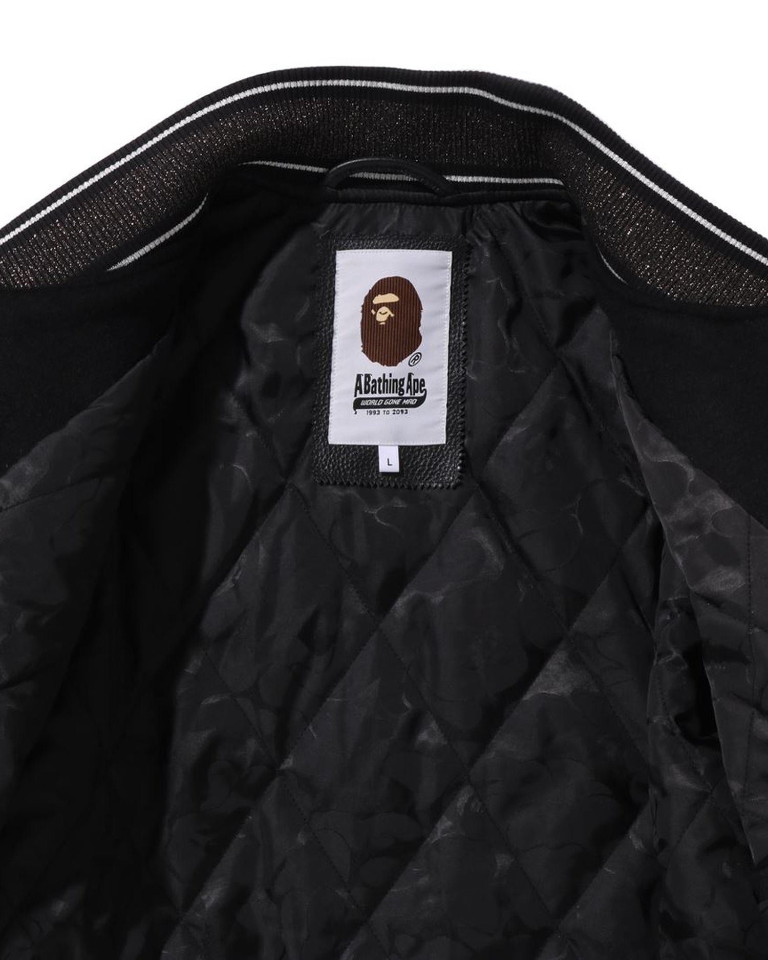 A BATHING APE® Line Camo Multi Logo Wool Varsity Jacket