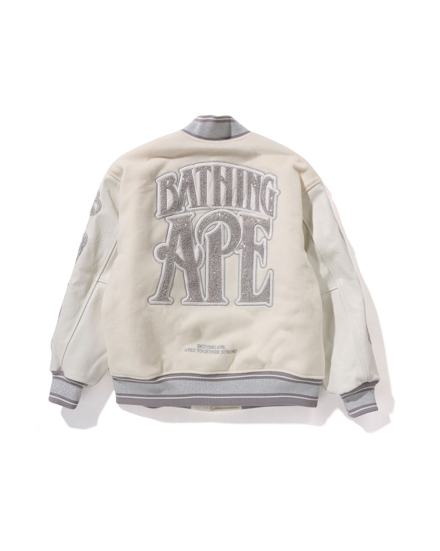 A BATHING APE® Line Camo Multi Logo Wool Varsity Jacket