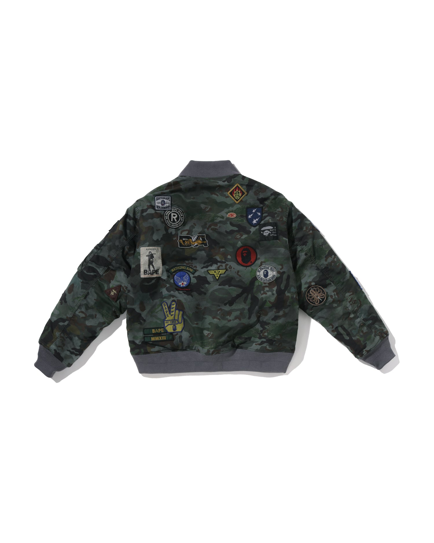 A BATHING APE® Hybrid Camo Multi Badge Padded Ma-1 | Bape official