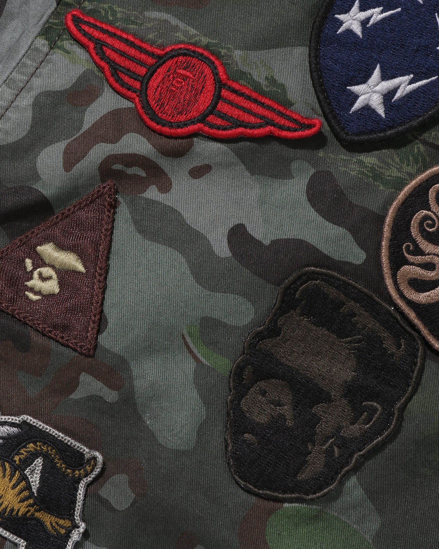 A BATHING APE® Hybrid Camo Multi Badge Padded Ma-1 | Bape official