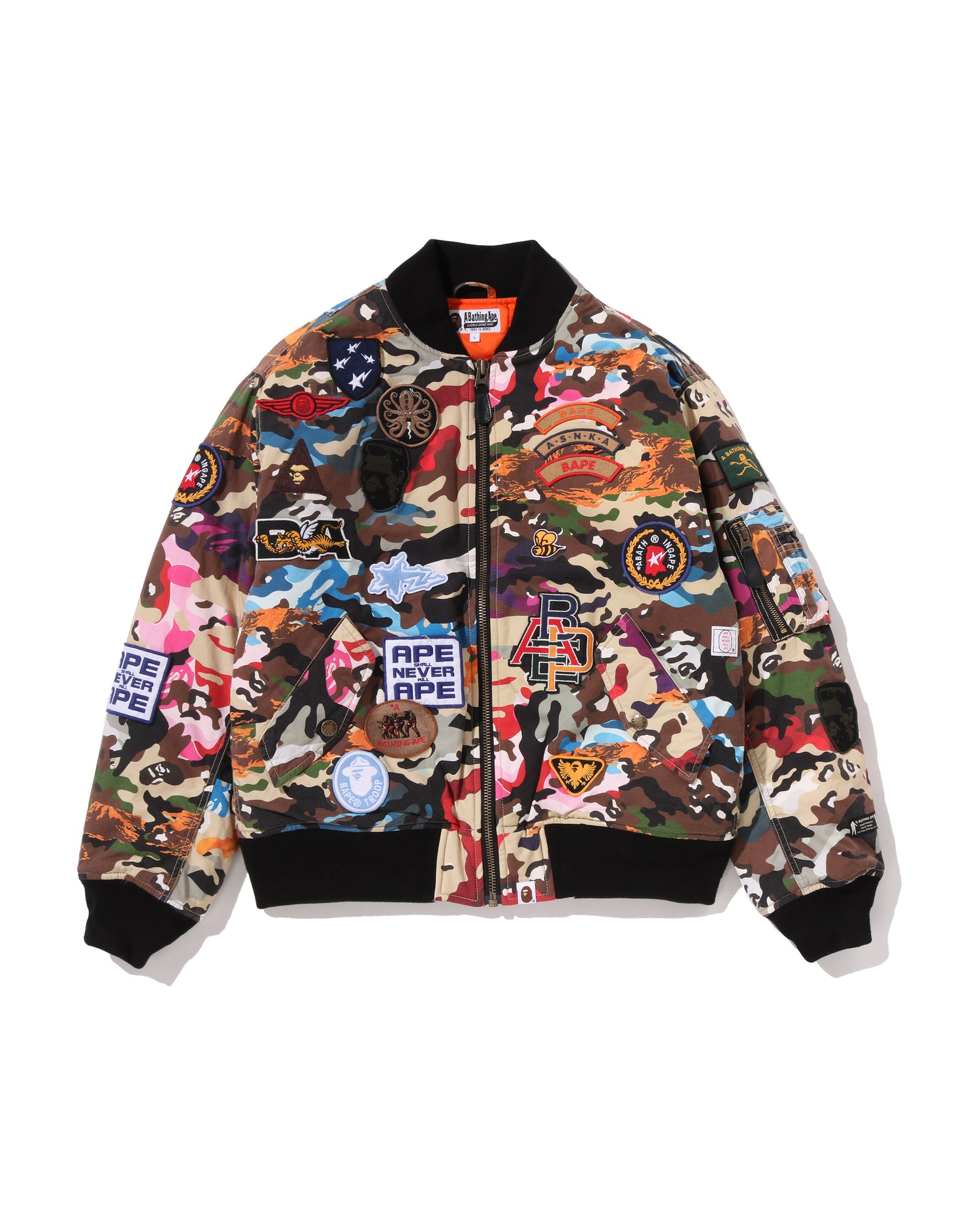 ※本日限定値下A BATHING APE カモ MA-1ジャケット XL エイプ A BATHING APE® Hybrid Camo Multi Badge Padded Ma-1 | Bape official
