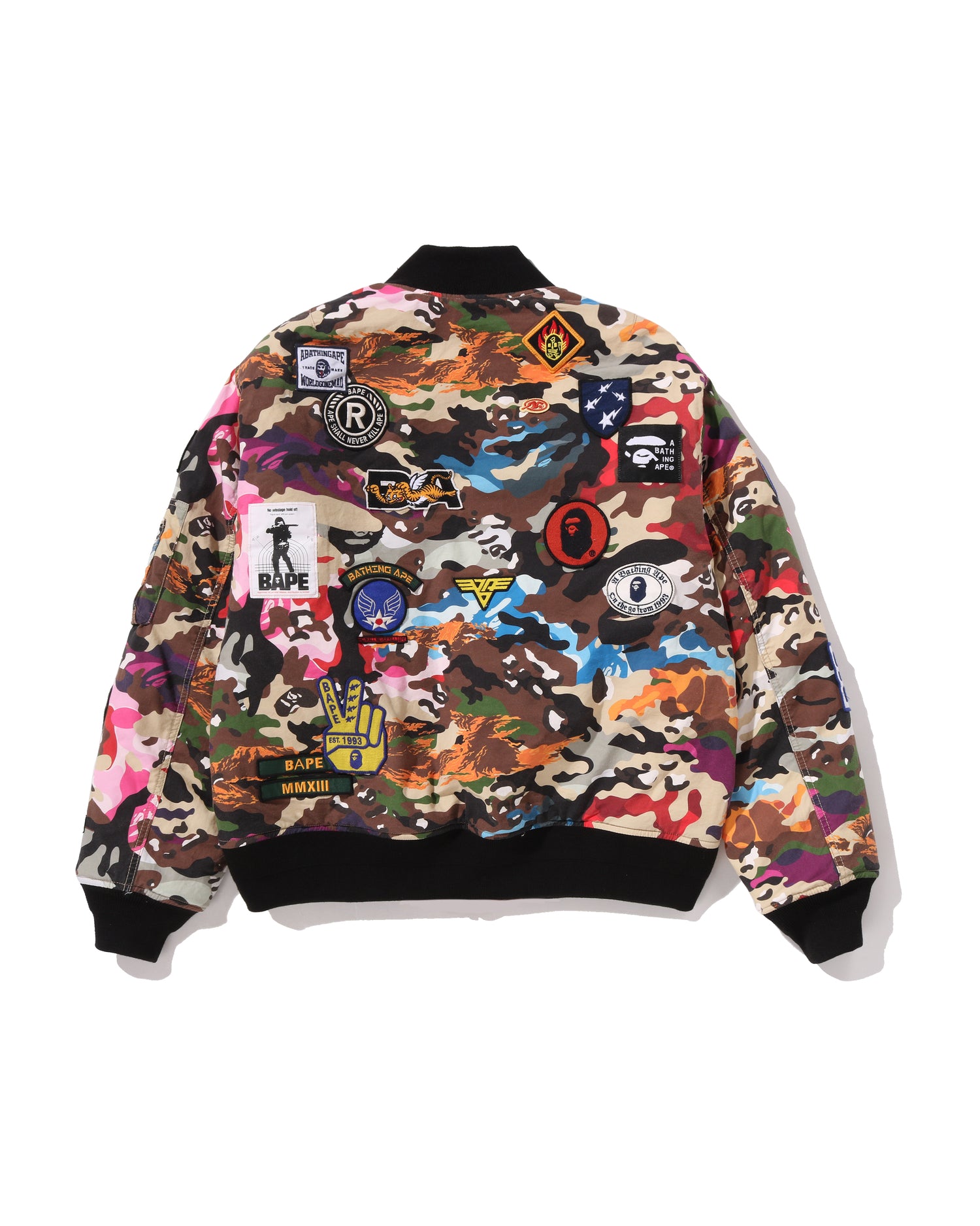 A BATHING APE® Hybrid Camo Multi Badge Padded Ma-1 | Bape official