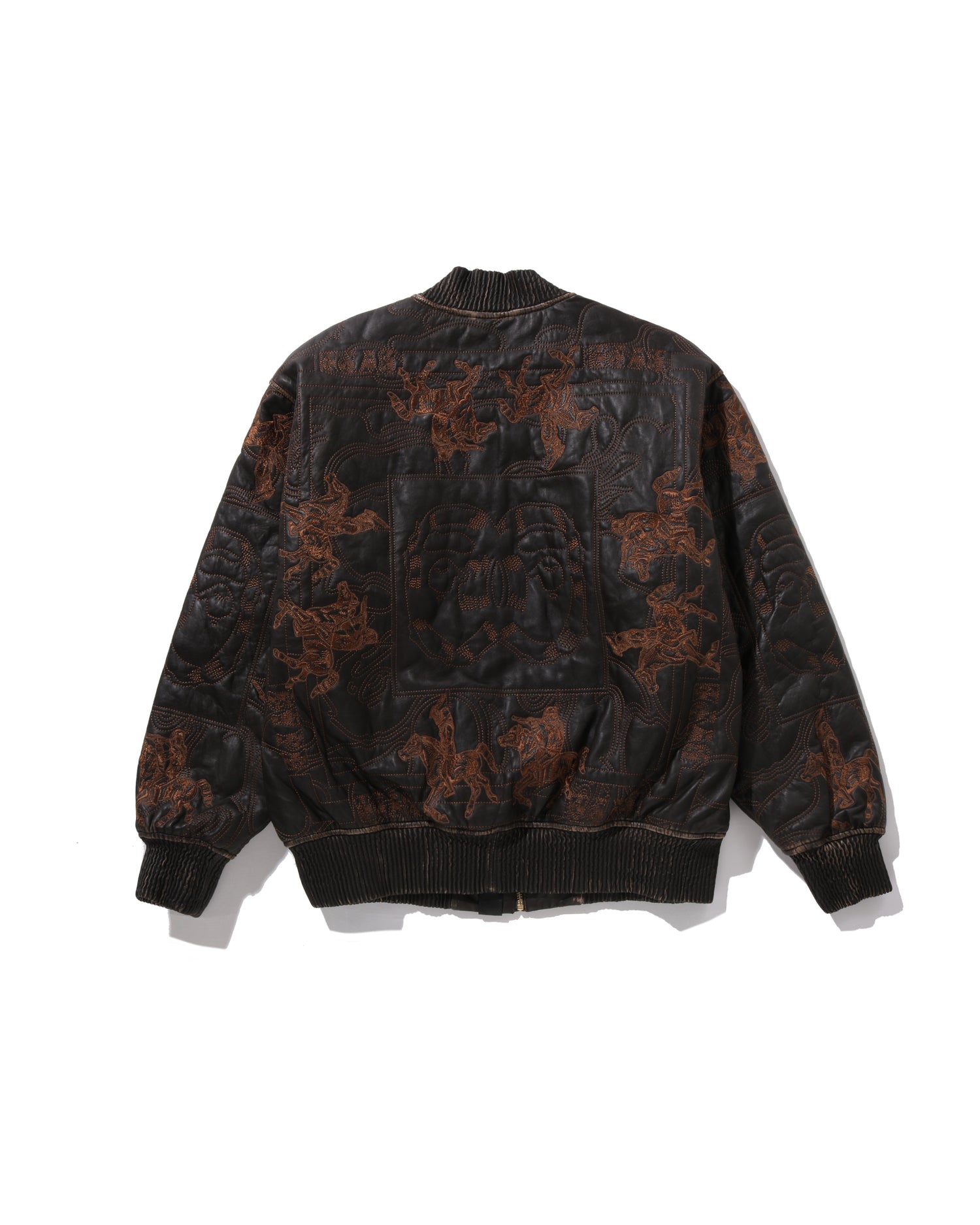 A BATHING APE® Multi Logo Quilted Leather Bomber Jacket | Bape