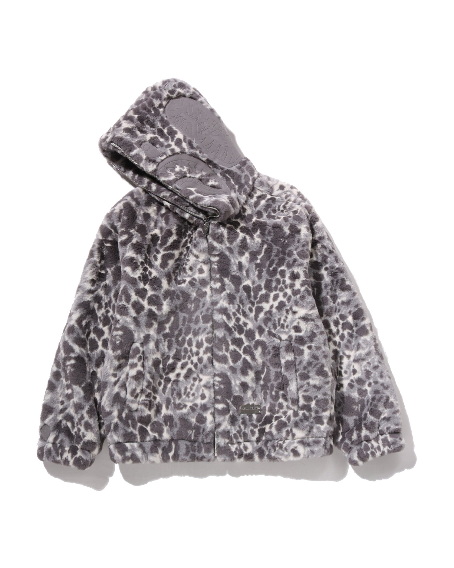 A BATHING APE® Wild Leopard Pattern Faux Fur Shark Full Zip Jacket