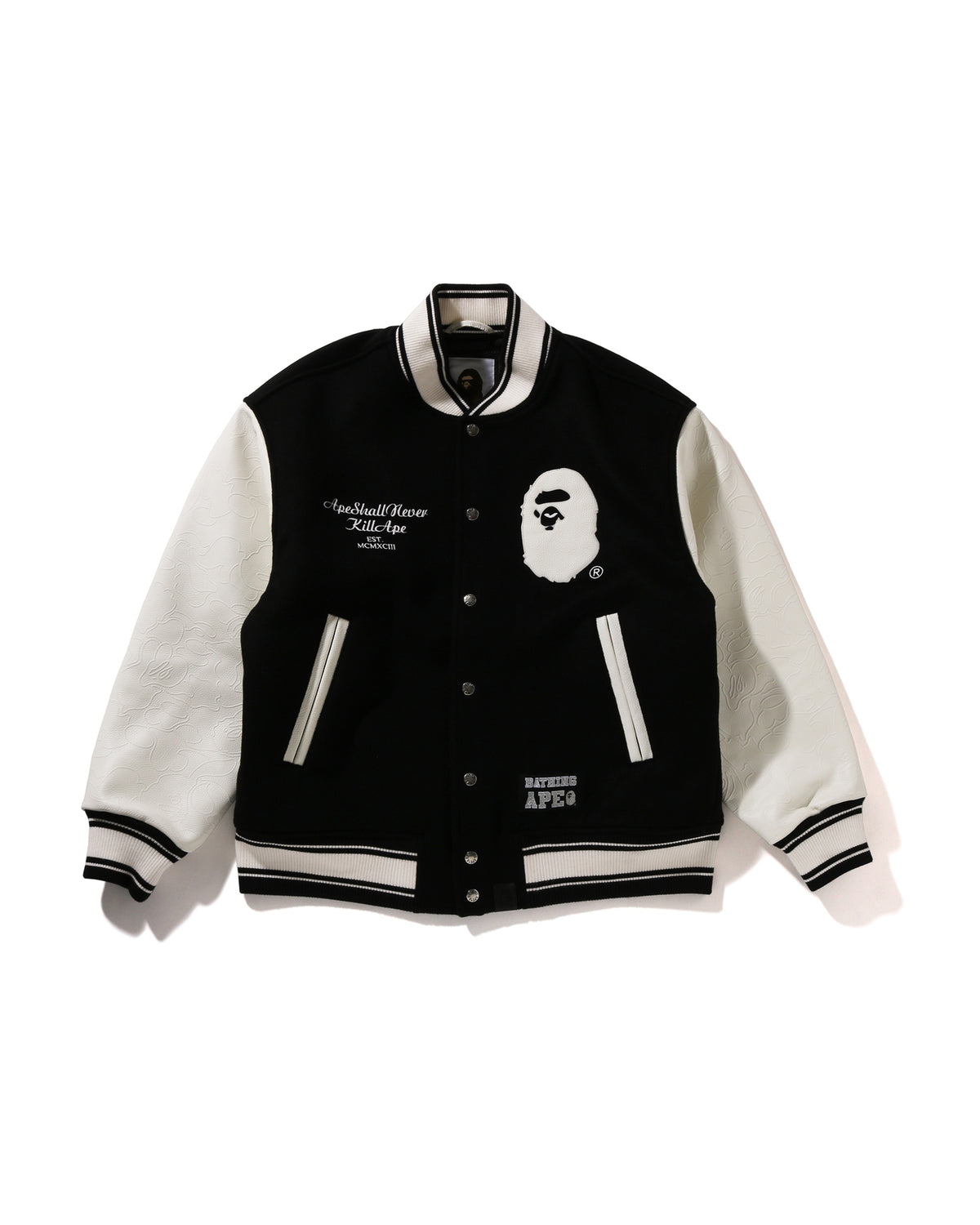 Leather Jackets Bape Varsity Jacket Black Bathing Ape BAPE BAPESTA