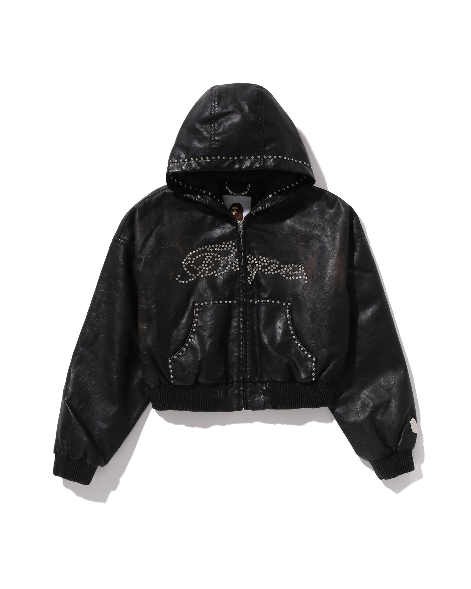 A BATHING APE® Camo Embrossed Washed Rhinestone Cropped Jacket