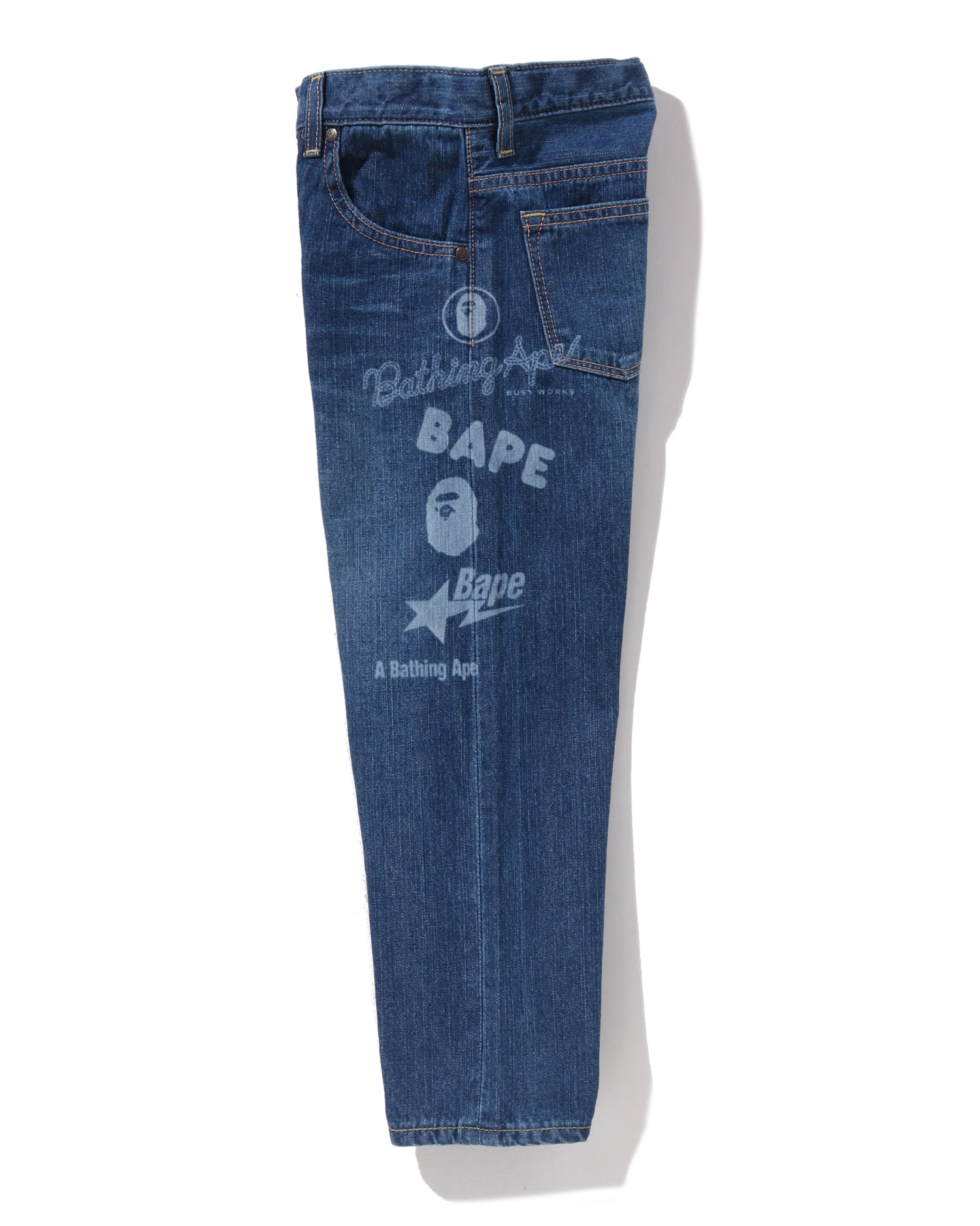A BATHING APE® Kids BAPE Multi Graphics 10 Oz Denim Pants | Bape