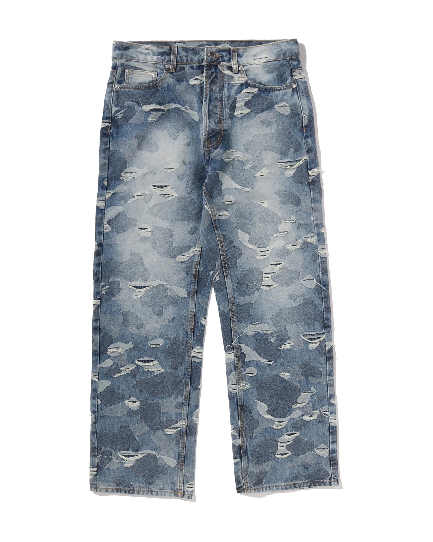 A BATHING APE® Solid Camo Jacquard Denim Pants | Bape official