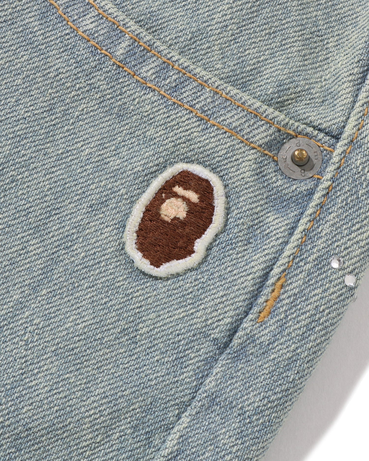 A BATHING APE® Crystal Stone BAPE STA Logo Baggy Denim Pants