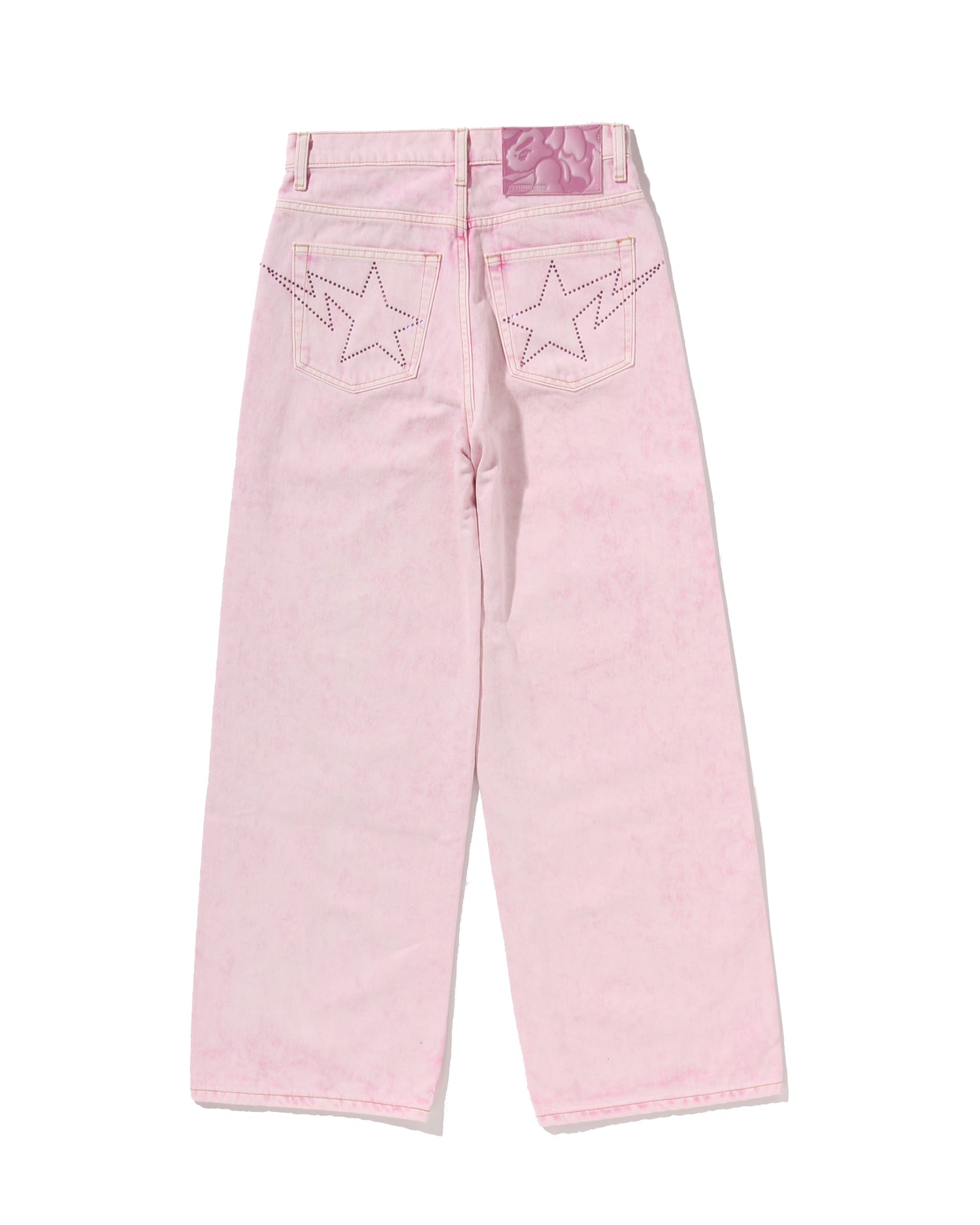 A BATHING APE ストレートデニム ピンクスター A BATHING APE® Crystal Stone BAPE STA Logo Baggy Denim Pants