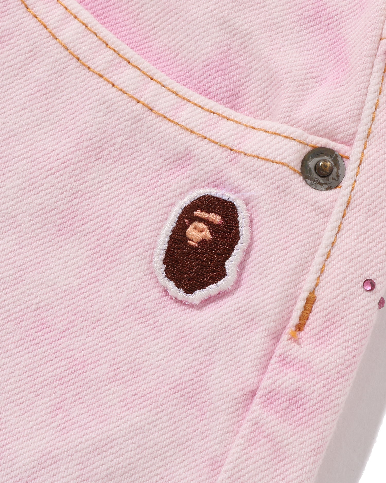 A BATHING APE® Crystal Stone BAPE STA Logo Baggy Denim Pants