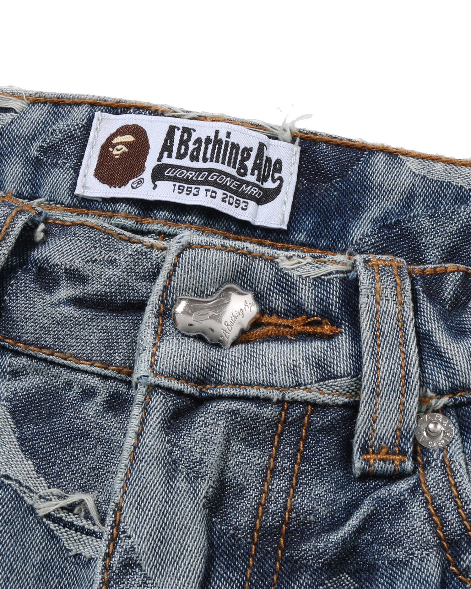 A BATHING APE® Solid Camo Jacquard Denim Bootcut Pants | Bape