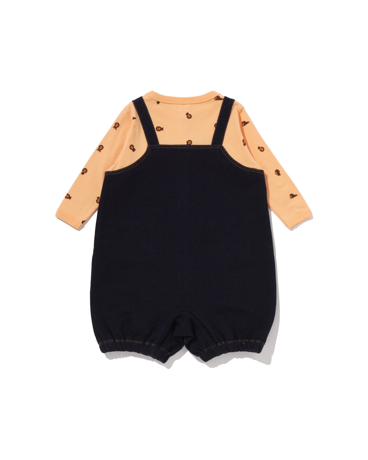 A BATHING APE® Babies Baby Milo Monogram Salopette Layered Rompers