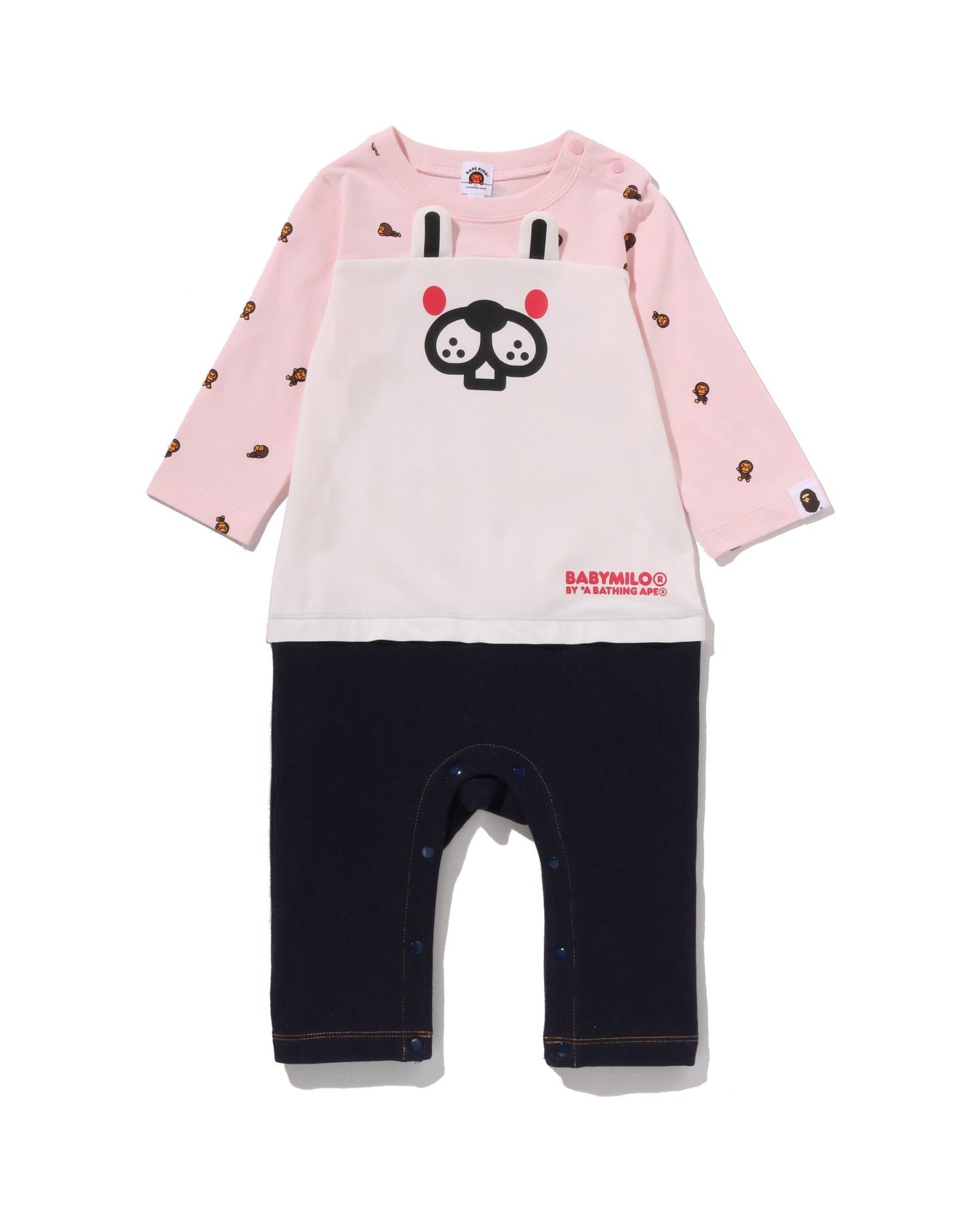 A BATHING APE® Babies Baby Milo Monogram Face Friends Rompers