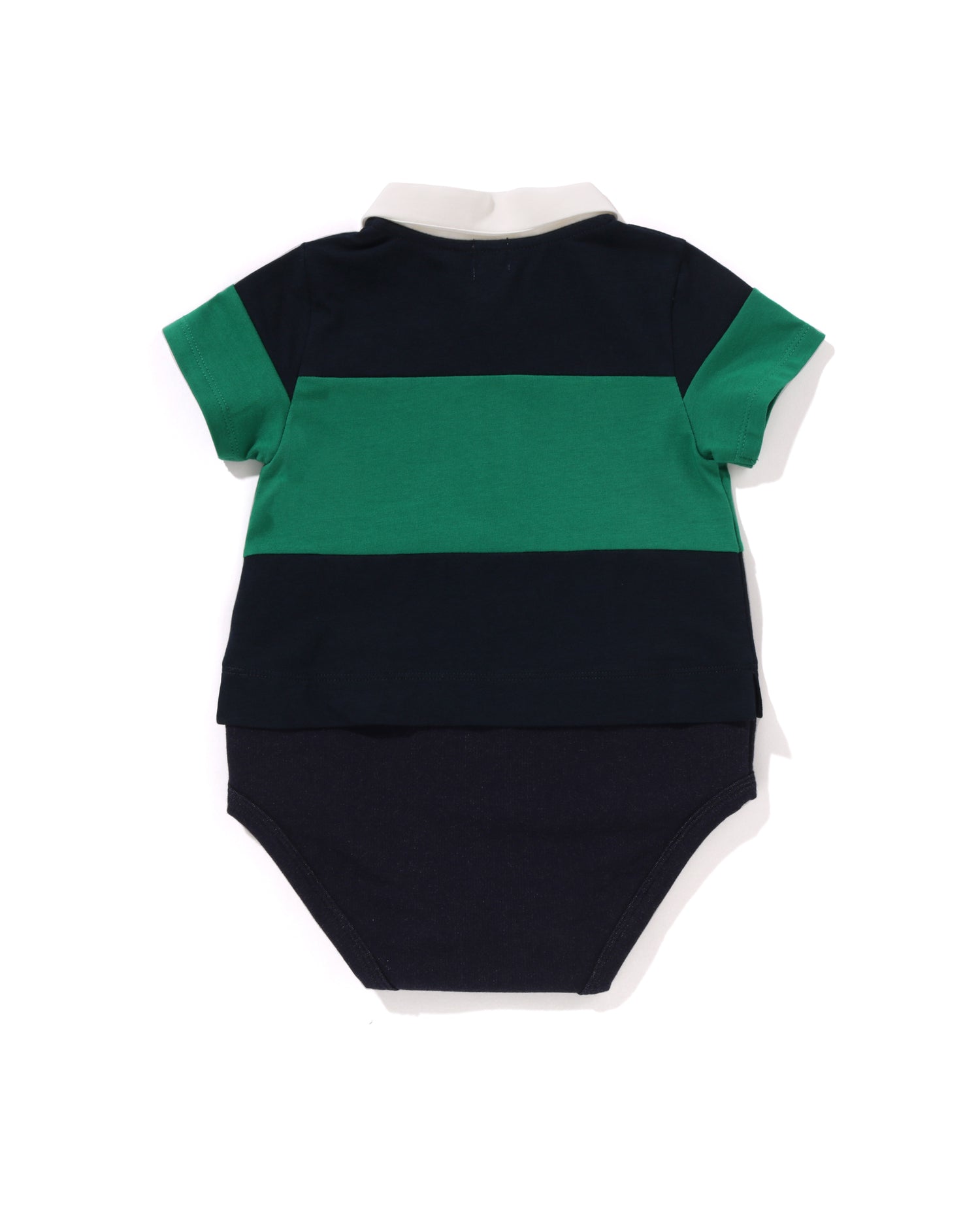 A BATHING APE® Babies Panel Stripe Polo Shirt Layered Bodysuit