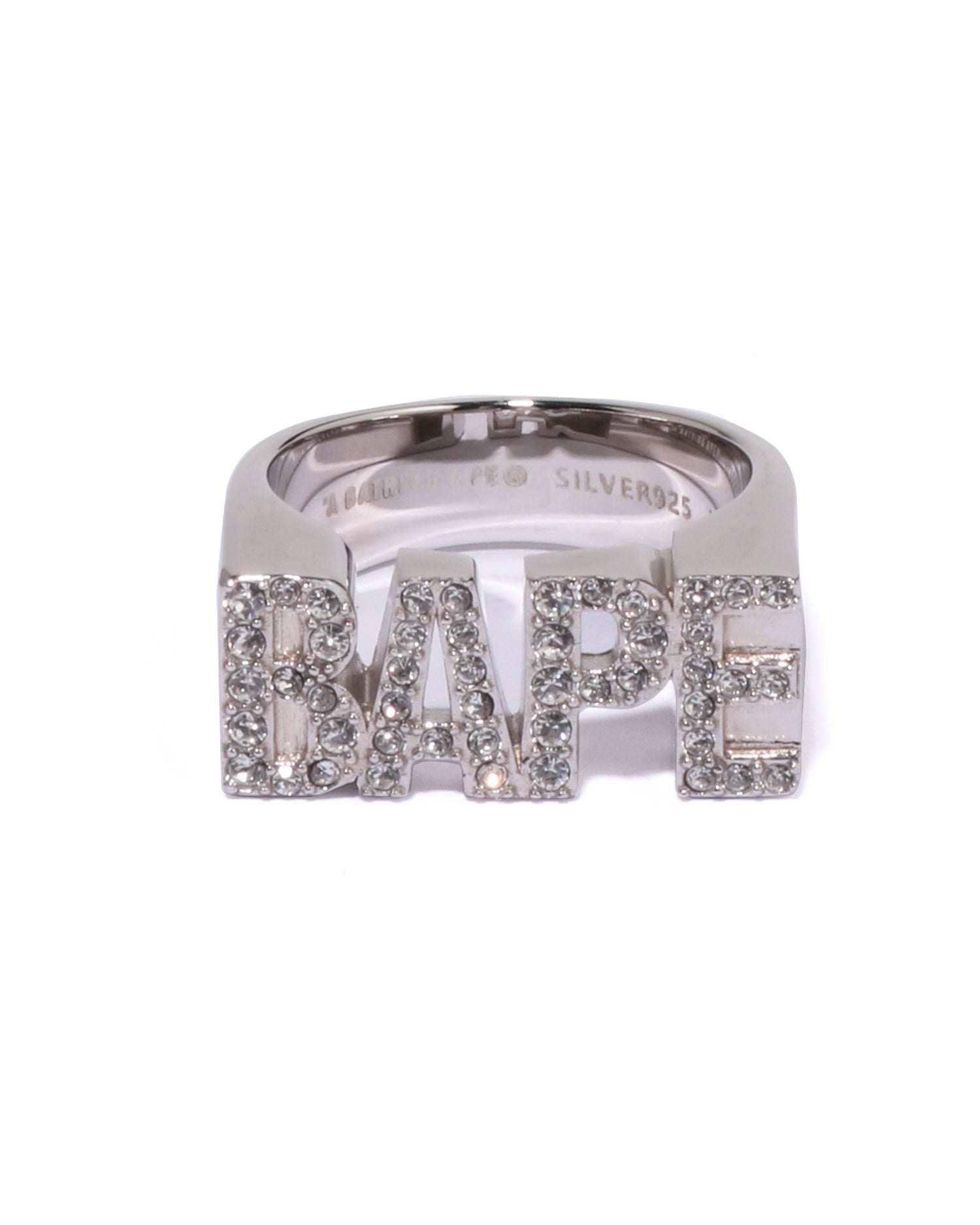 A BATHING APE® BAPE Logo Ring W/ Rhinestone | Bape official