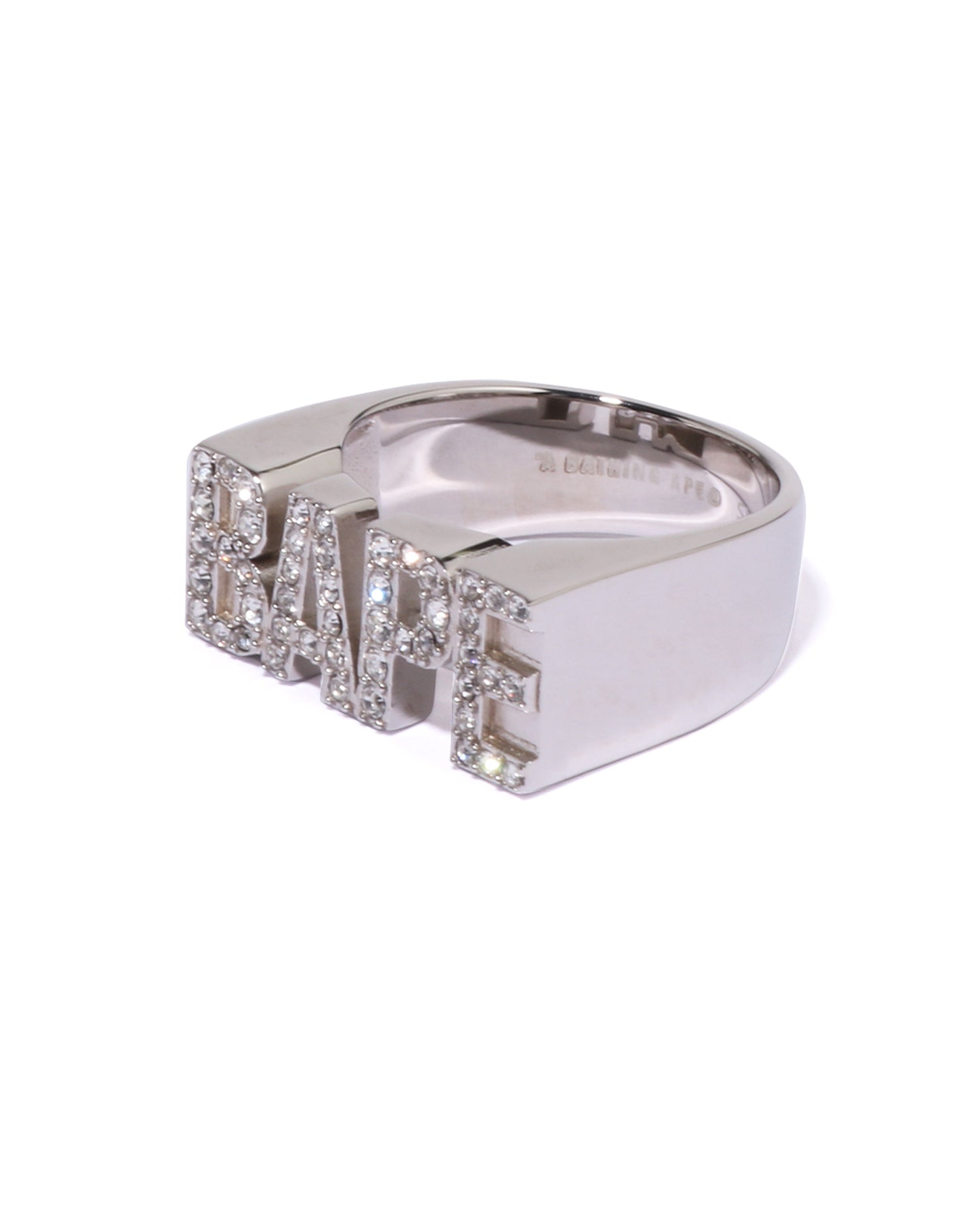 A BATHING APE® BAPE Logo Ring W/ Rhinestone | Bape official