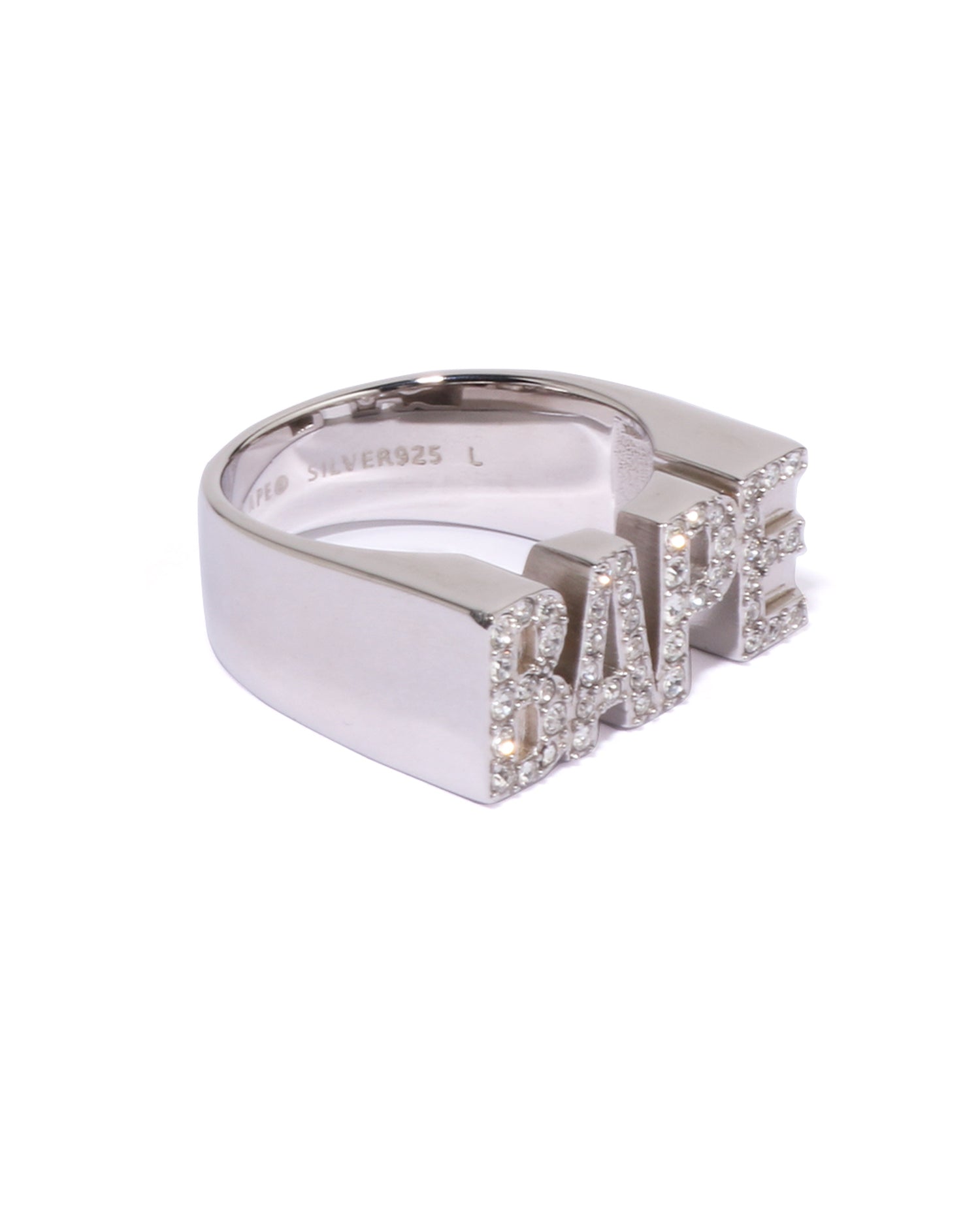 A BATHING APE® BAPE Logo Ring W/ Rhinestone | Bape official
