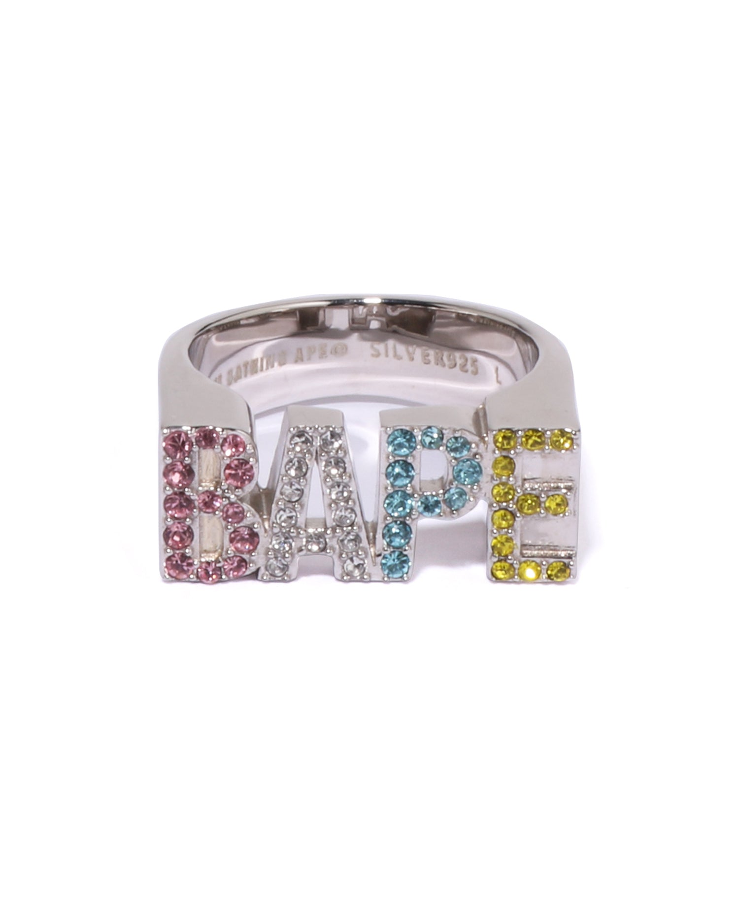 A BATHING APE® BAPE Logo Ring W/ Multi Color Rhinestone | Bape