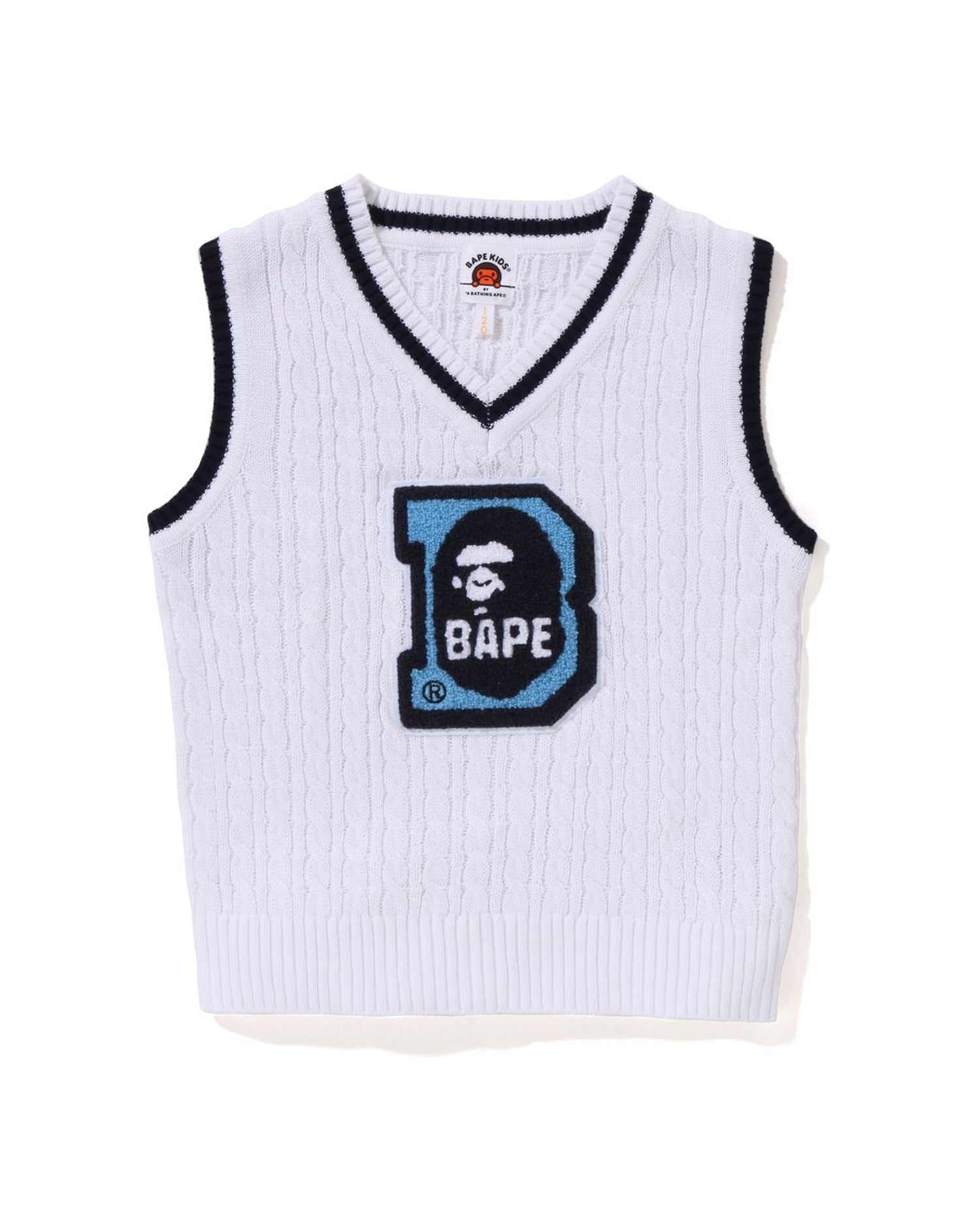 A BATHING APE® Kids Ape Head B Patch Cable Knit Vest | Bape