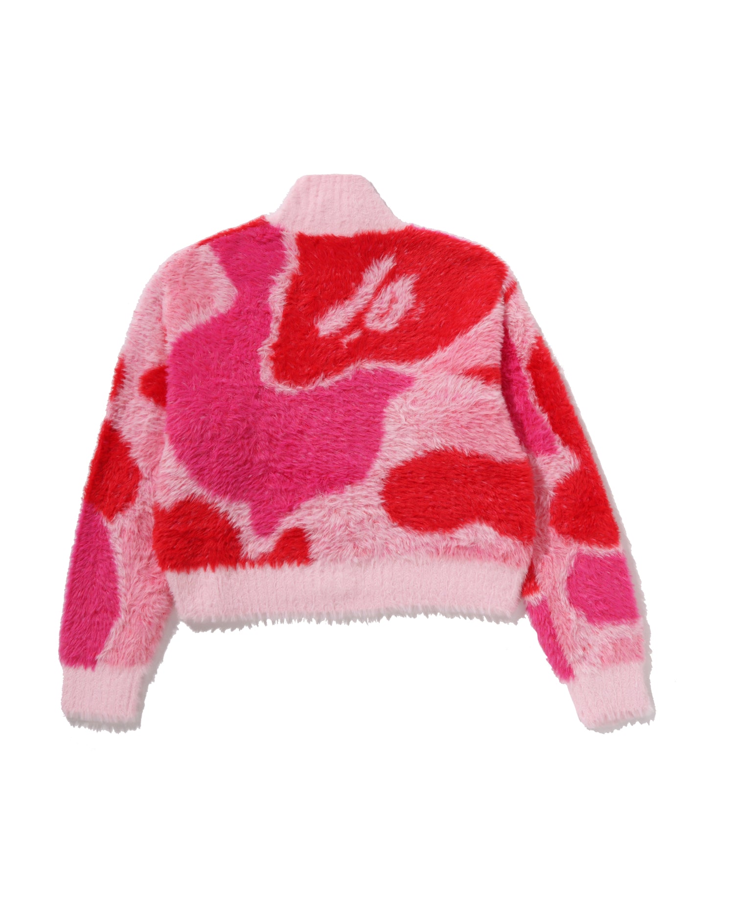 A BATHING APE® Mega Abc Camo Long Fur Mockneck Cropped Zip