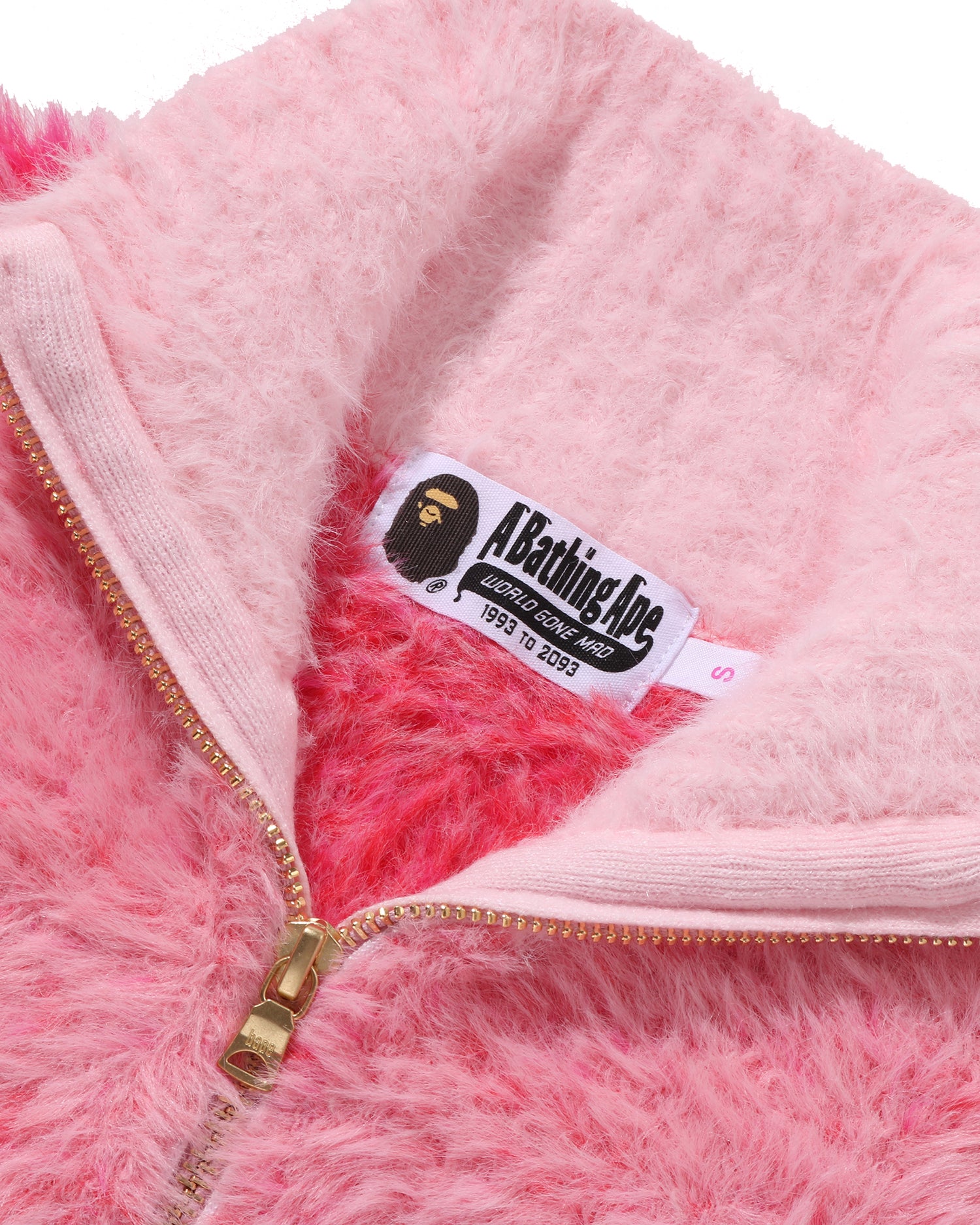 A BATHING APE® Mega Abc Camo Long Fur Mockneck Cropped Zip