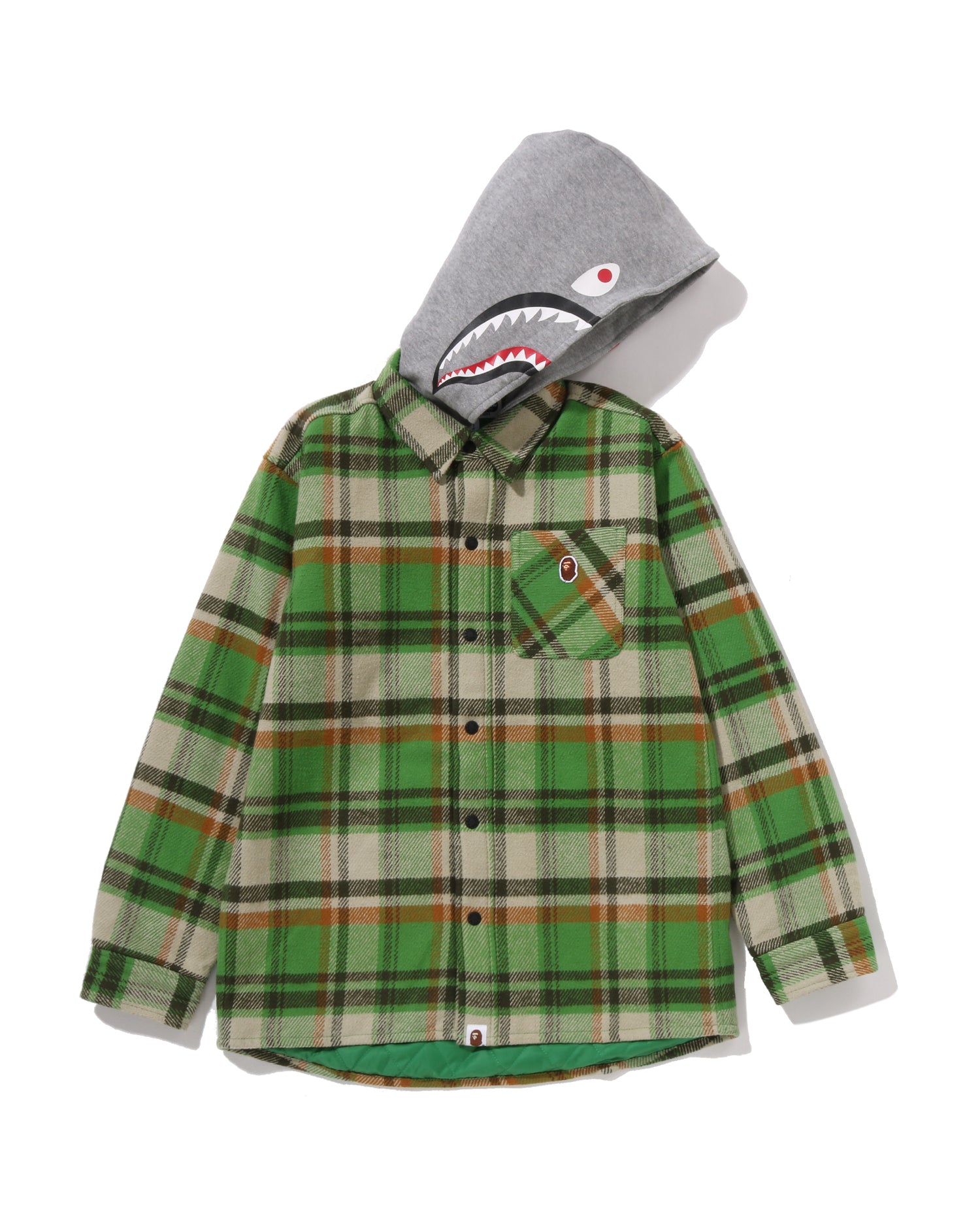 A BATHING APE® Kids BAPE Check Shark Hoodie Relaxed Fit Shirt