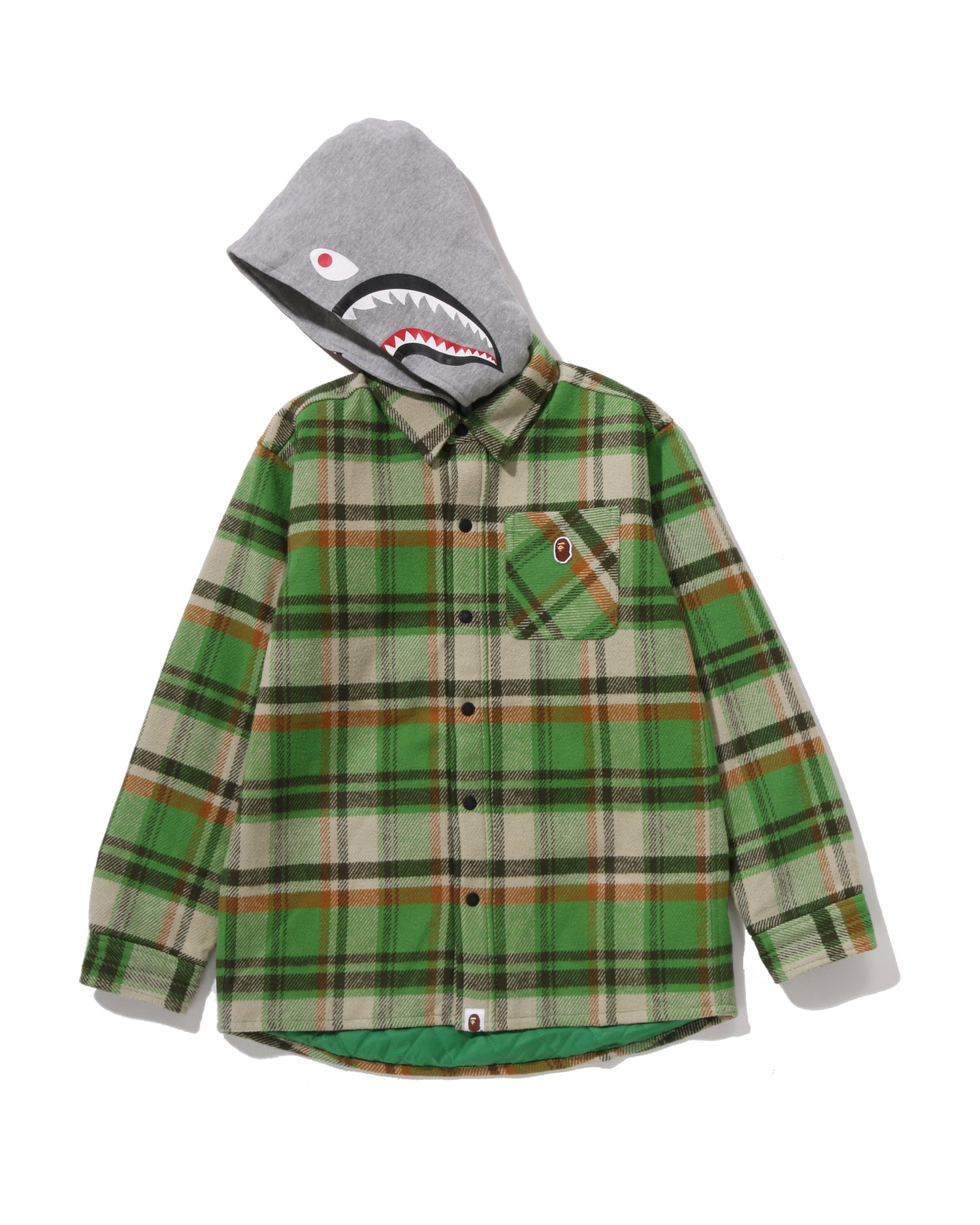 A BATHING APE® Kids BAPE Check Shark Hoodie Relaxed Fit Shirt
