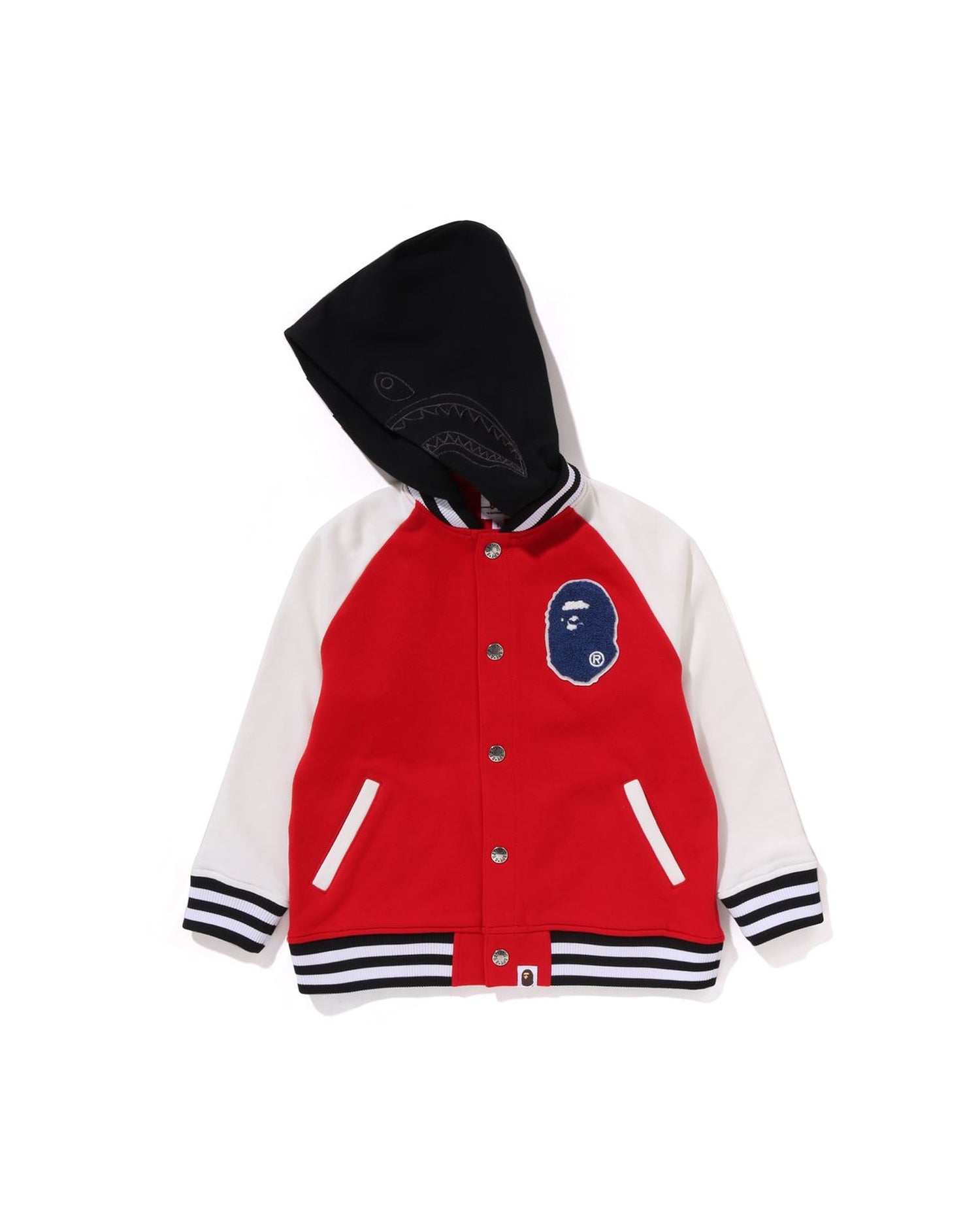 A BATHING APE® Kids Shark Hoodie Sweat Varsity Jacket | Bape