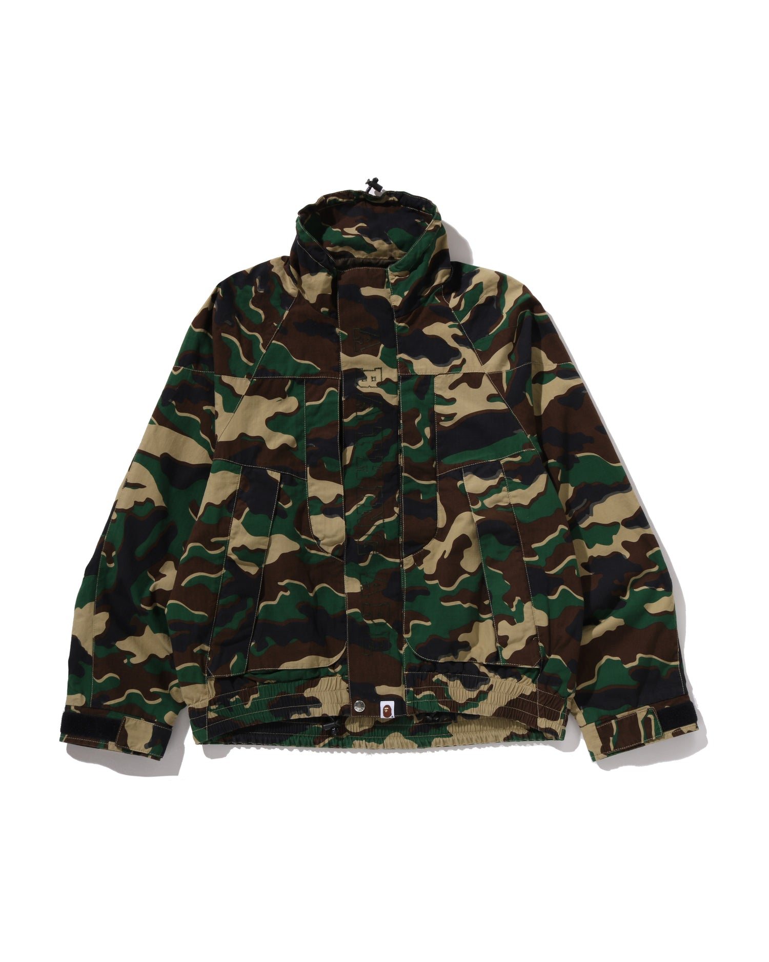A BATHING APE® Glitch Woodland Camo Short Snowboard Jacket | Bape