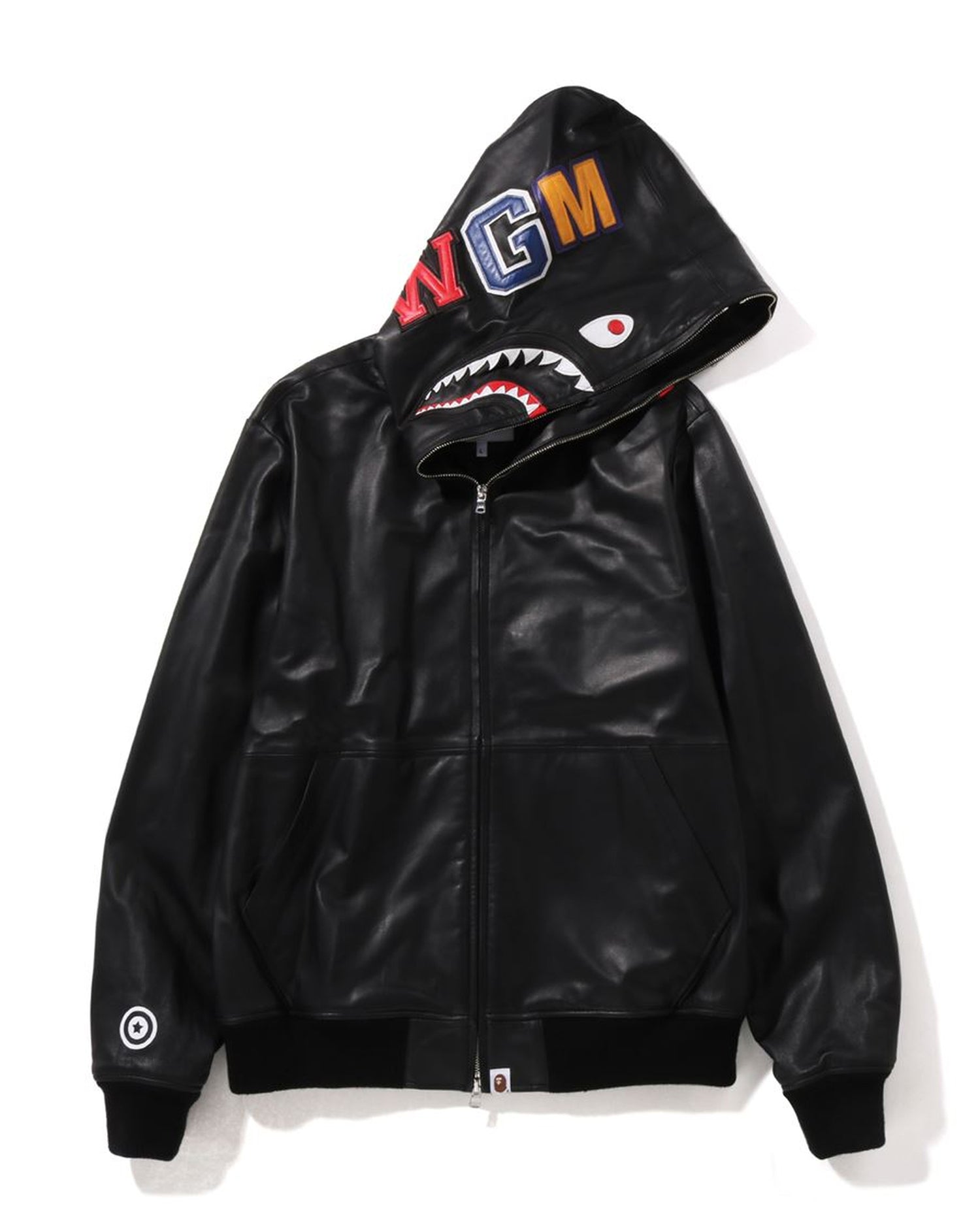 A BATHING APE® Leather Shark Full Zip Jacket | Bape official website – INT. BAPE.COM