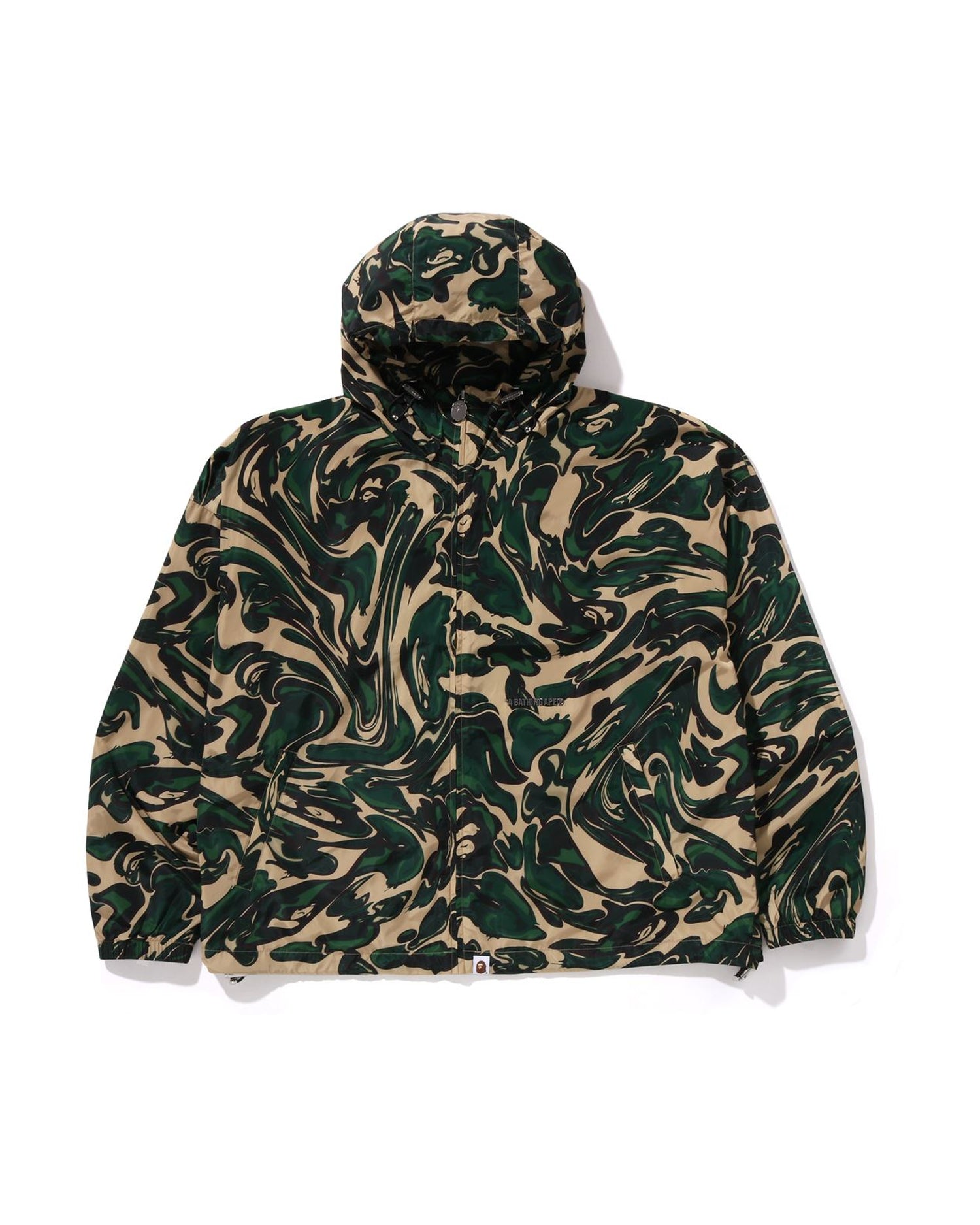 A BATHING APE® Marbling Camo Bathing Ape Logo Nylon Hooded