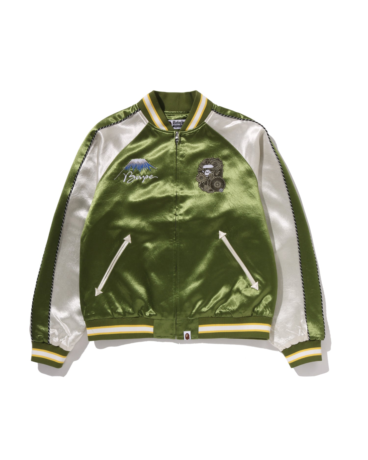 A Bathing Ape スカジャン グリーン/ホワイト A BATHING APE® BAPE Japanese Art Souvenir Jacket | Bape official
