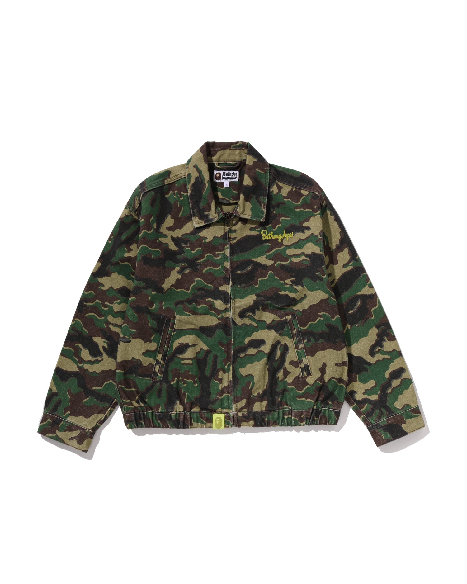A BATHING APE® Glitch Woodland Camo Bathing Ape Logo Worker Jacket