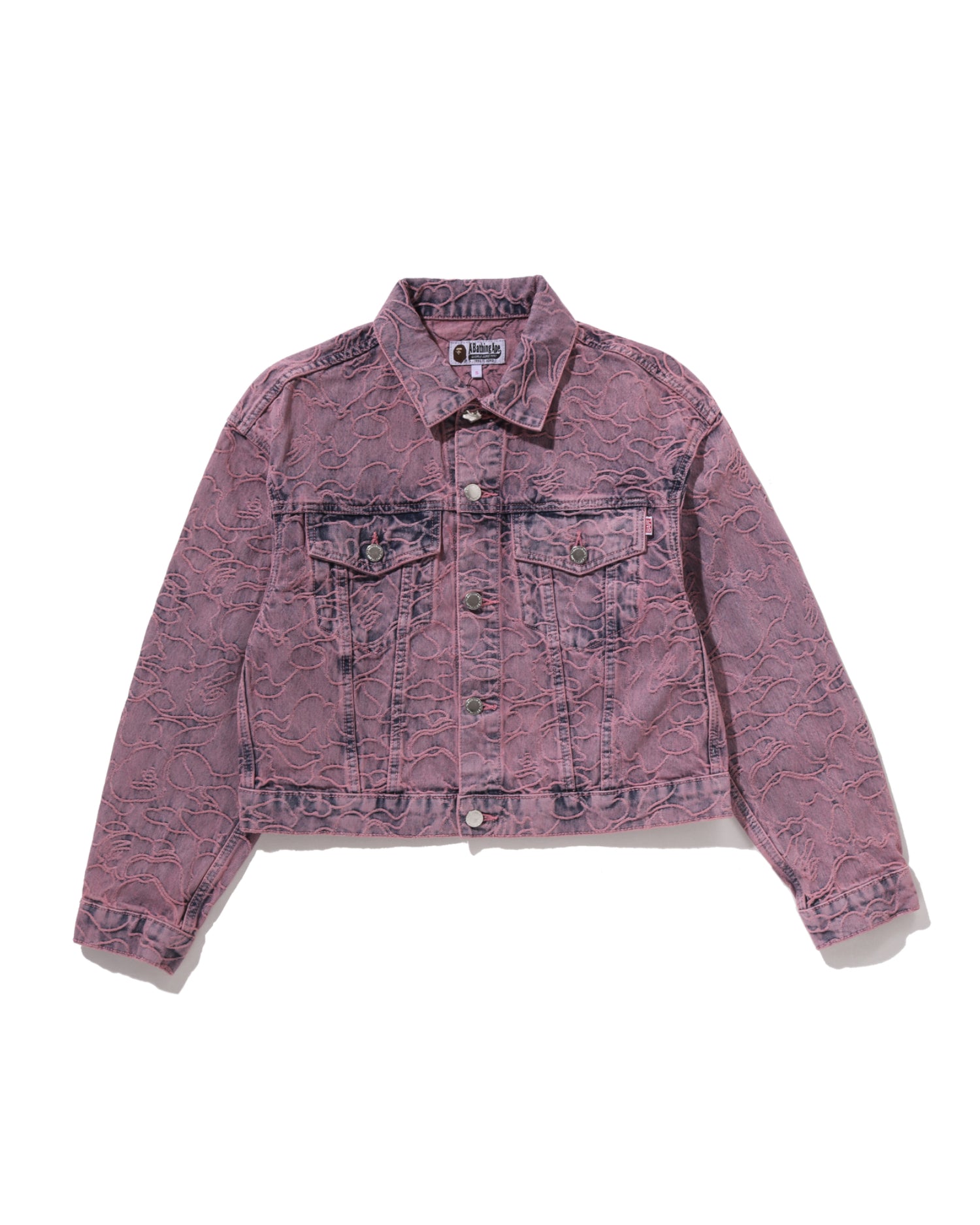 A BATHING APE® Line Camo Cropped Denim Jacket | Bape official