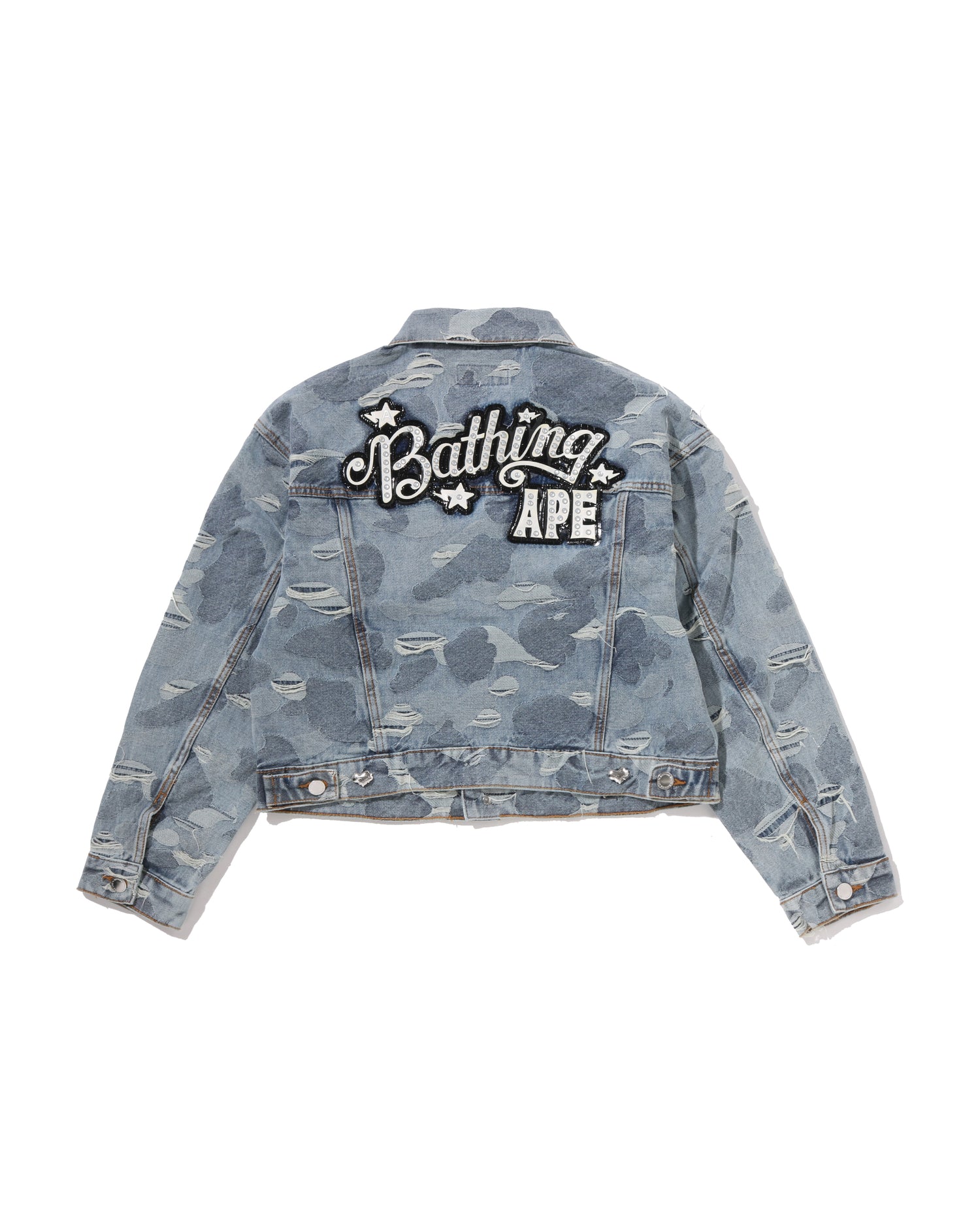 A BATHING APE® Solid Camo Jacquard Denim Boxy Cropped Jacket