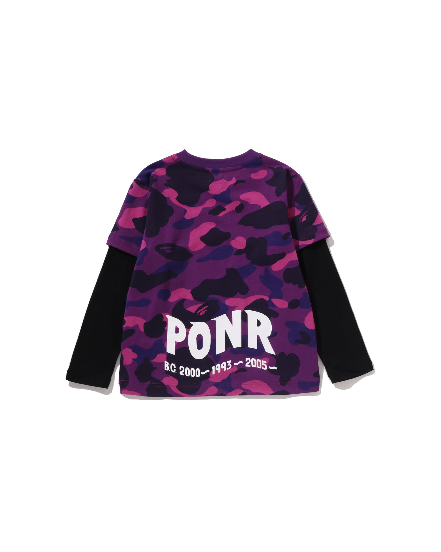 A BATHING APE® Kids Color Camo Shark Layered Long Sleeve Tee
